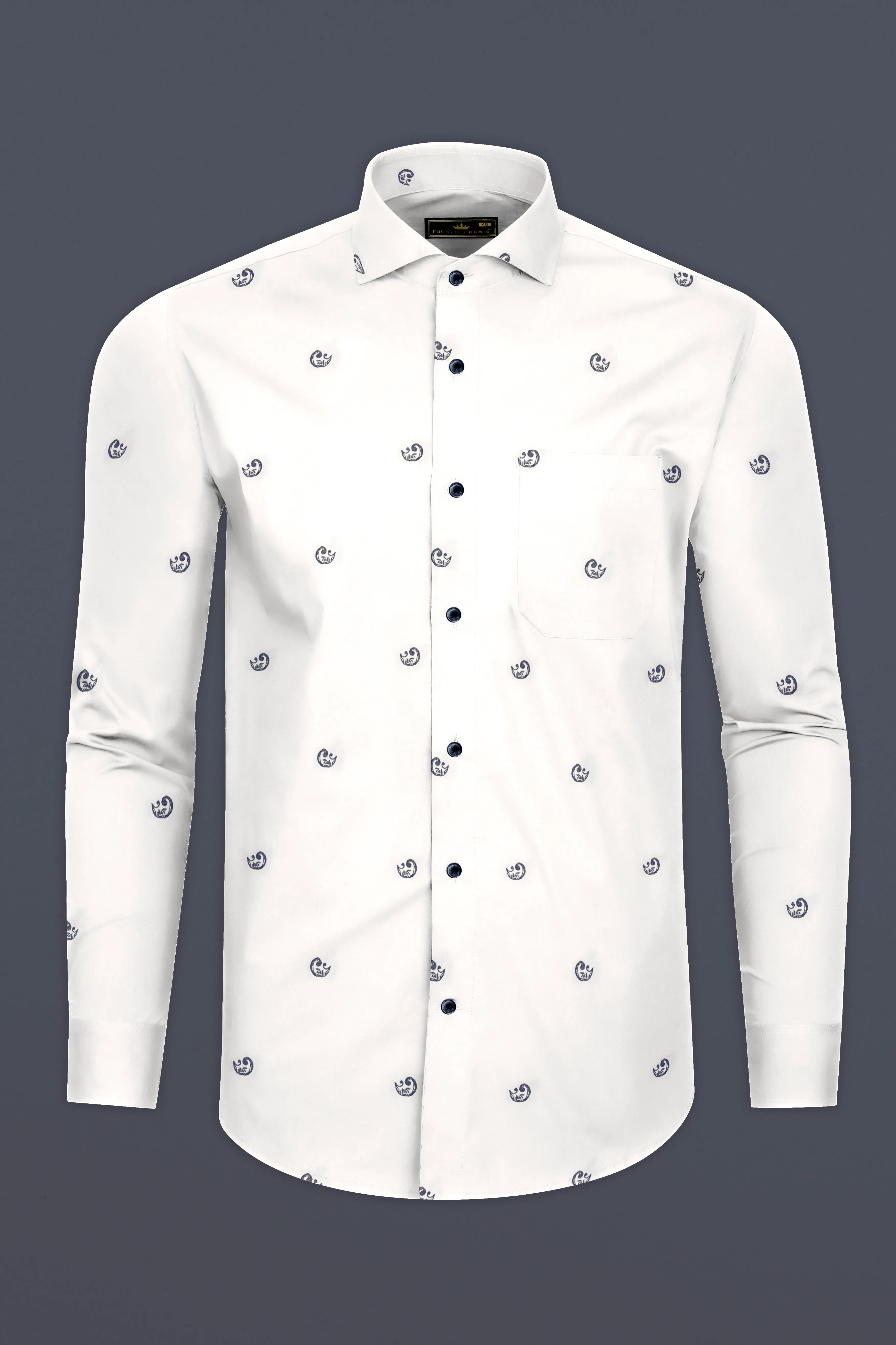 Bright White Jacquard Butta Textured Premium Giza Cotton Shirt sold by French Crown product image thumbnail 4