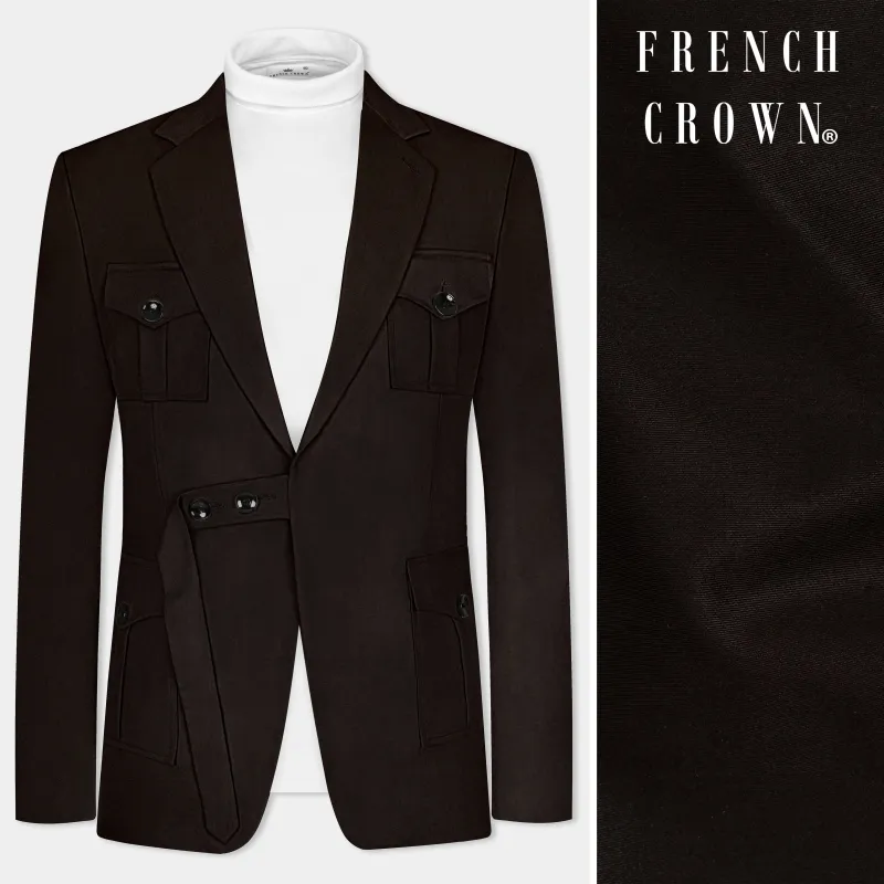 Woodsmoke Brown Solid Premium Cotton Designer Blazer sold by French Crown