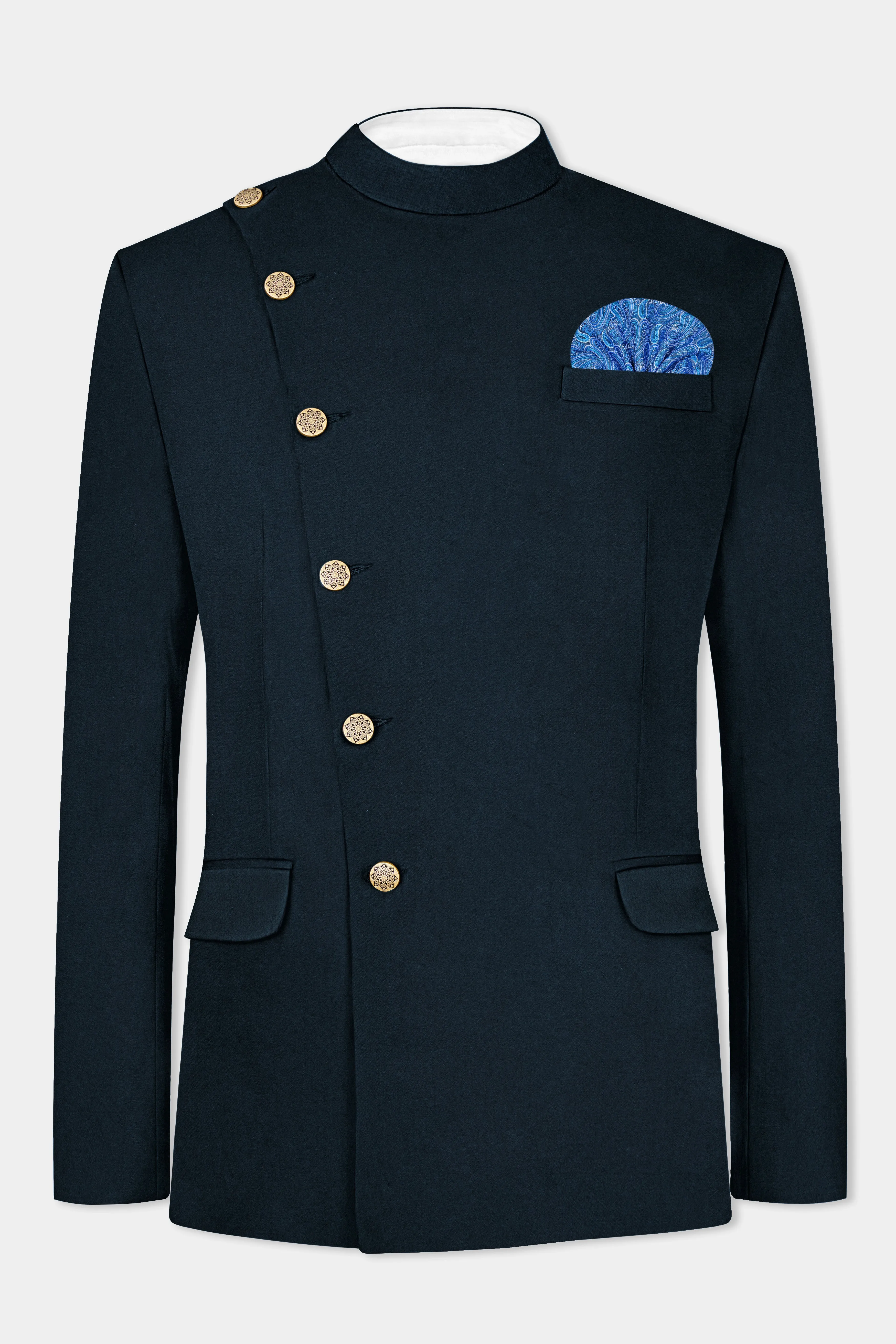 Dark Jungle Green Solid Premium Cotton Blazer sold by French Crown product image thumbnail 2