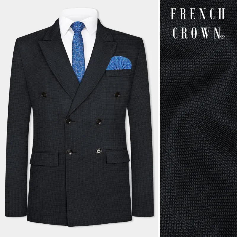 Jade Black Textured Wool Blend Blazer sold by French Crown