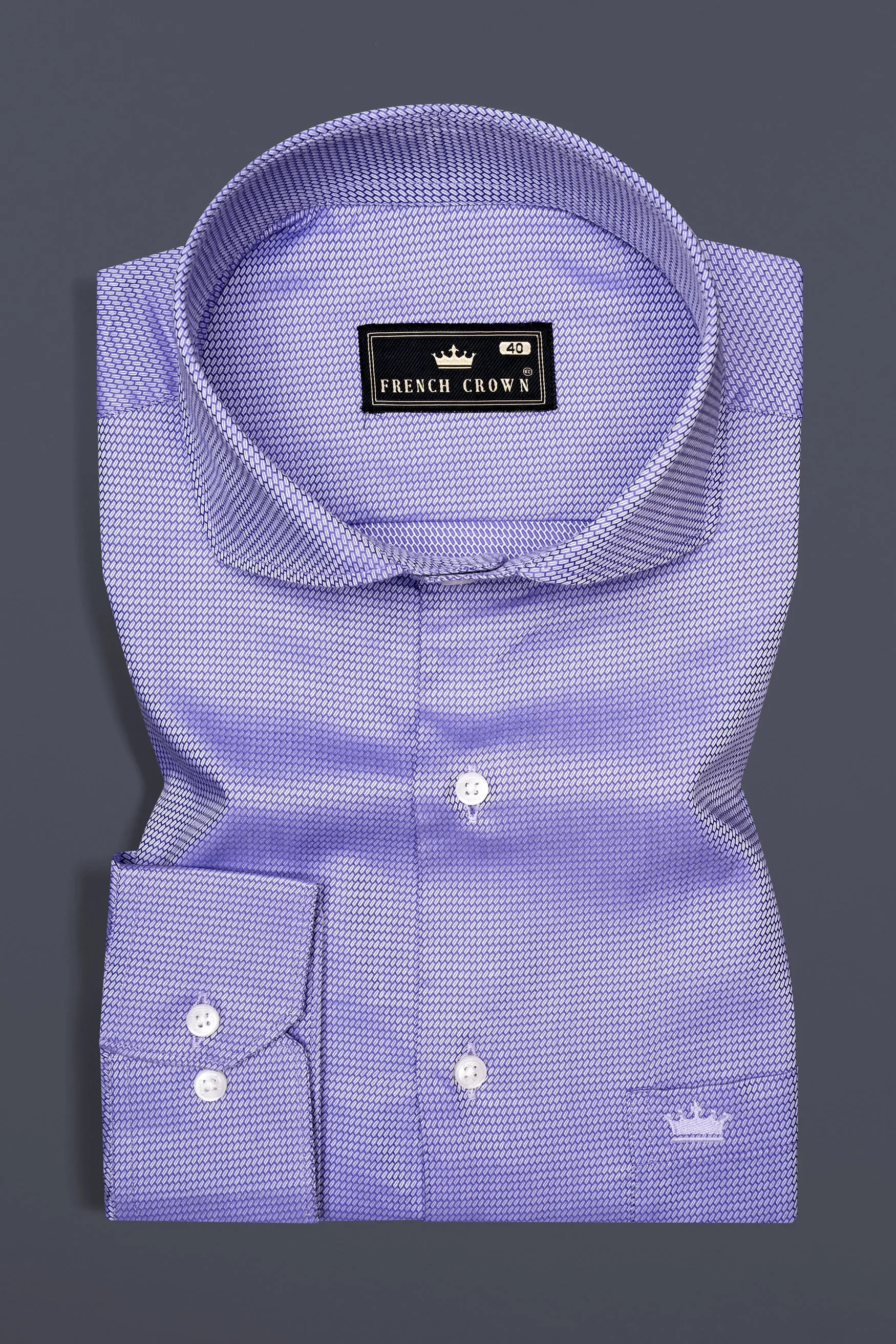 Biloba Purple Dobby Textured Premium Giza Cotton Shirt sold by French Crown product image thumbnail 3