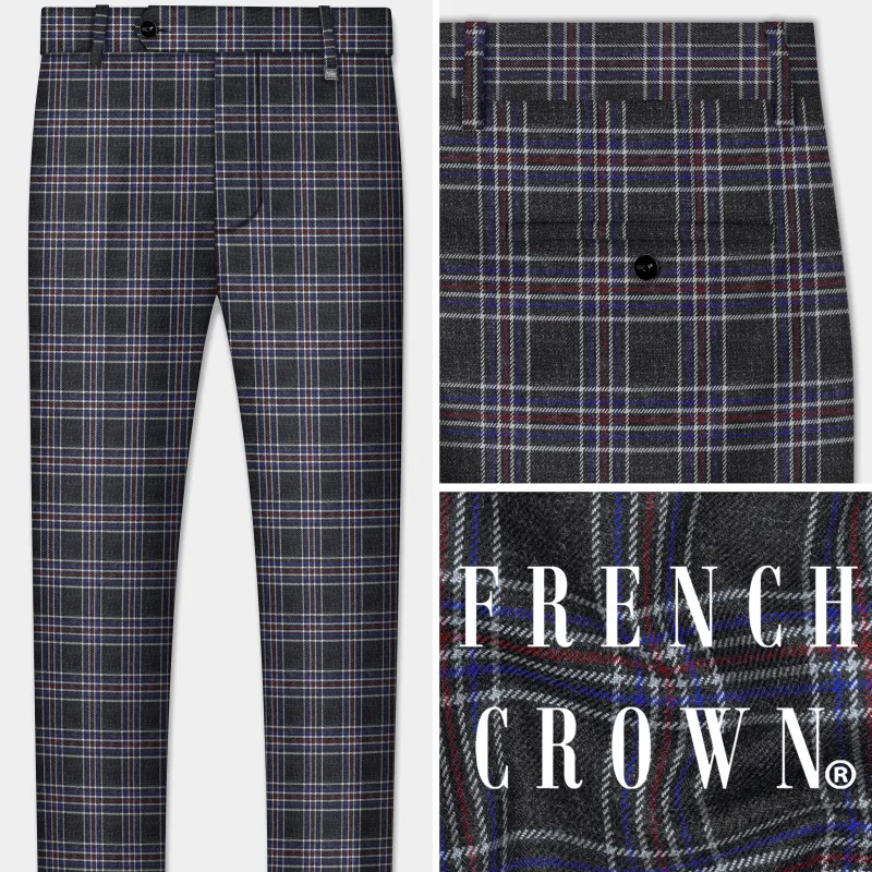 Tuatara Gray Multicolour Plaid Tweed Pant sold by French Crown