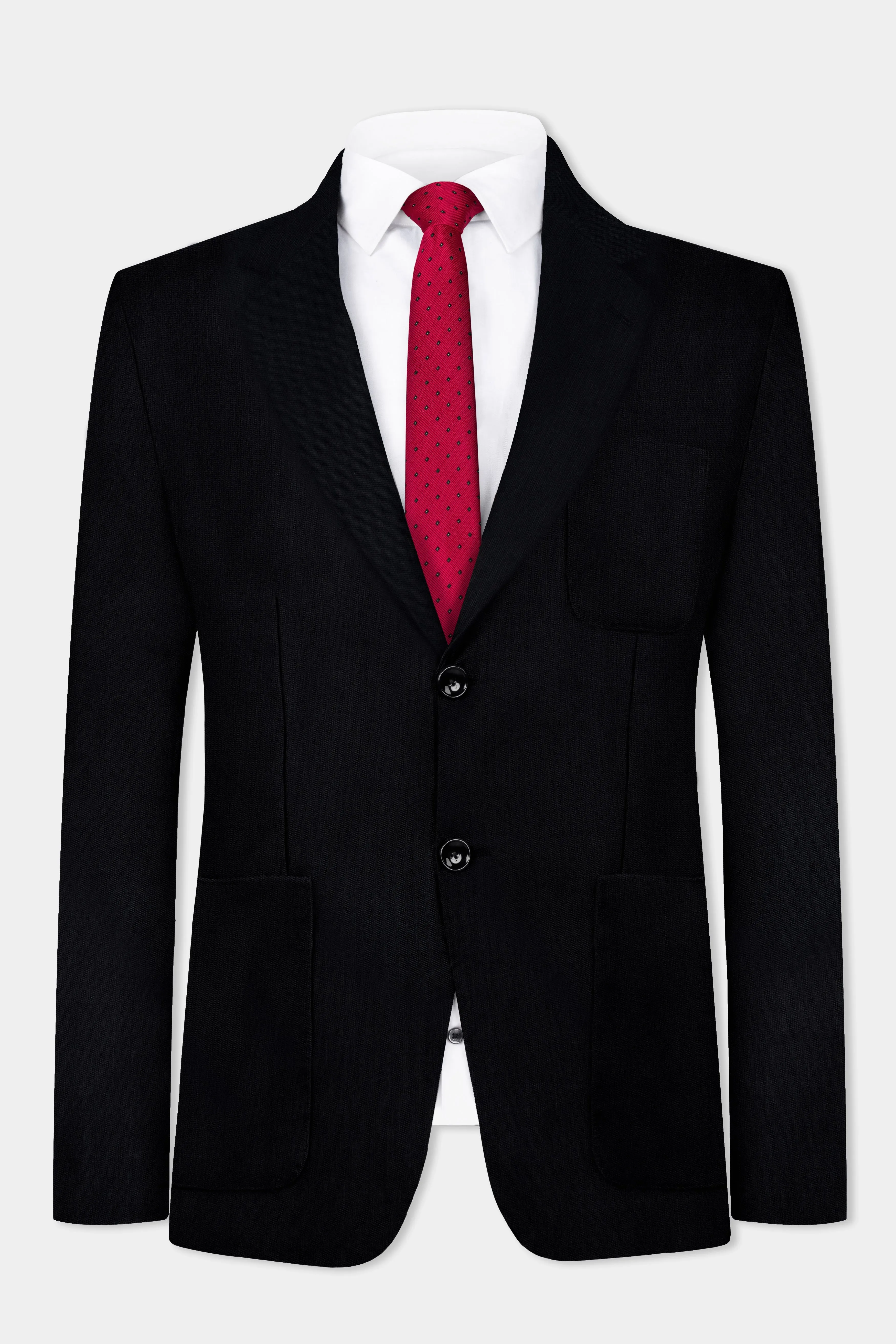 Jade Black Plain Solid Wool Blend Blazer sold by French Crown product image thumbnail 2
