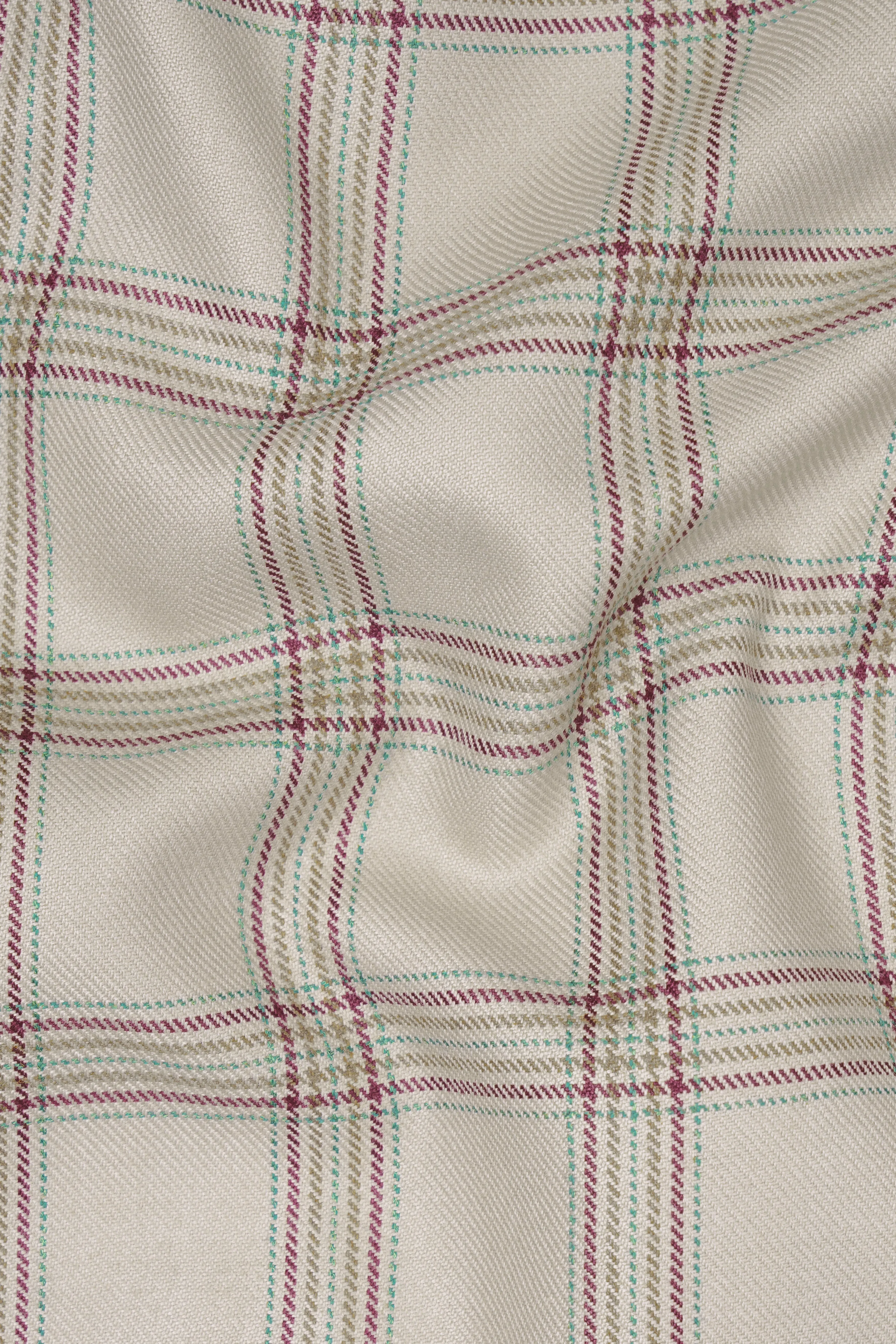 Swirl Cream with Maroon and Green windowpane Tweed Double Breasted Suit sold by French Crown product image thumbnail 3