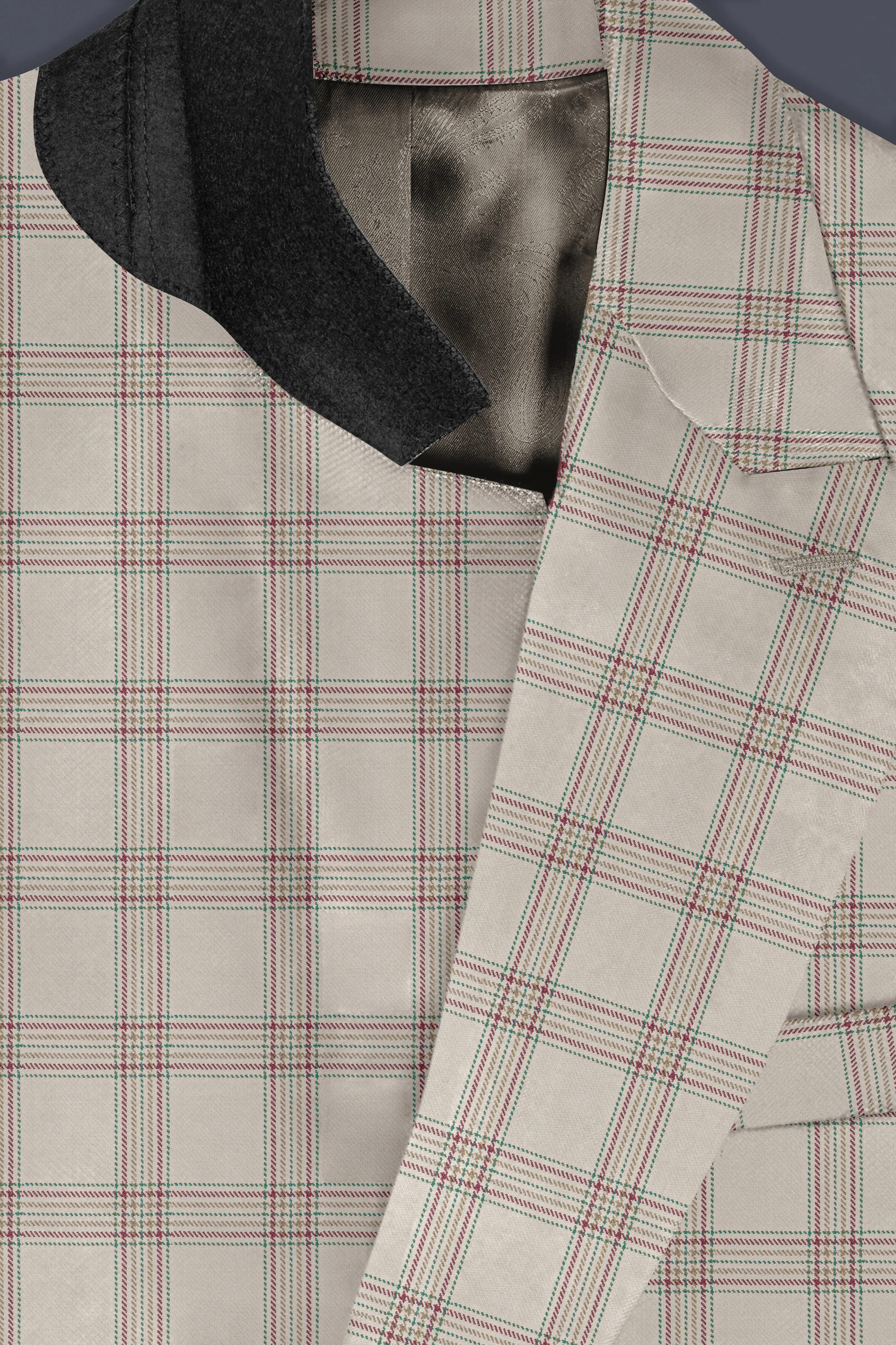 Swirl Cream with Maroon and Green windowpane Tweed Double Breasted Suit sold by French Crown product image thumbnail 4