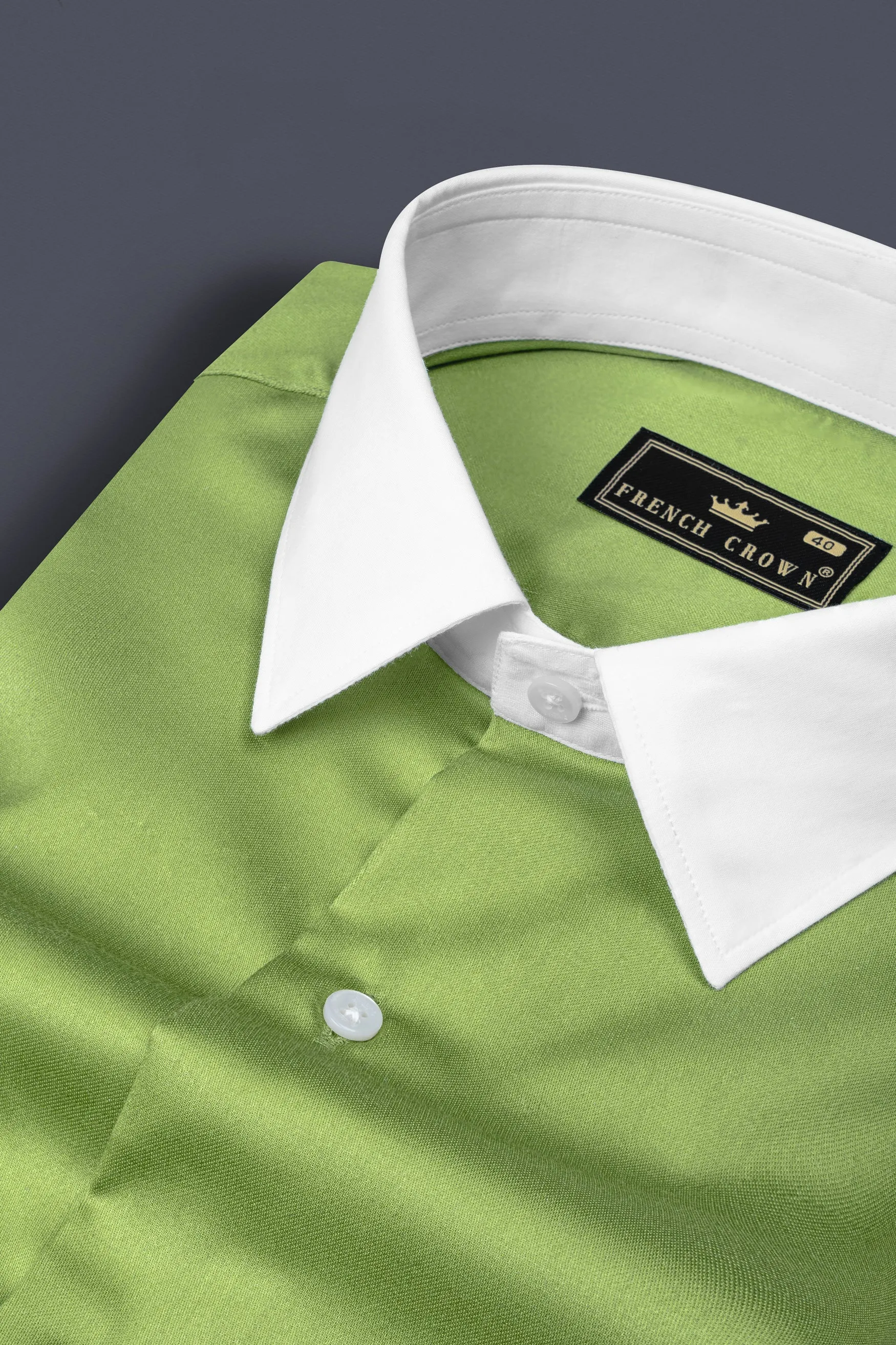 Asparagus Green Subtle Sheen Super Soft Premium Cotton Shirt sold by French Crown product image thumbnail 4