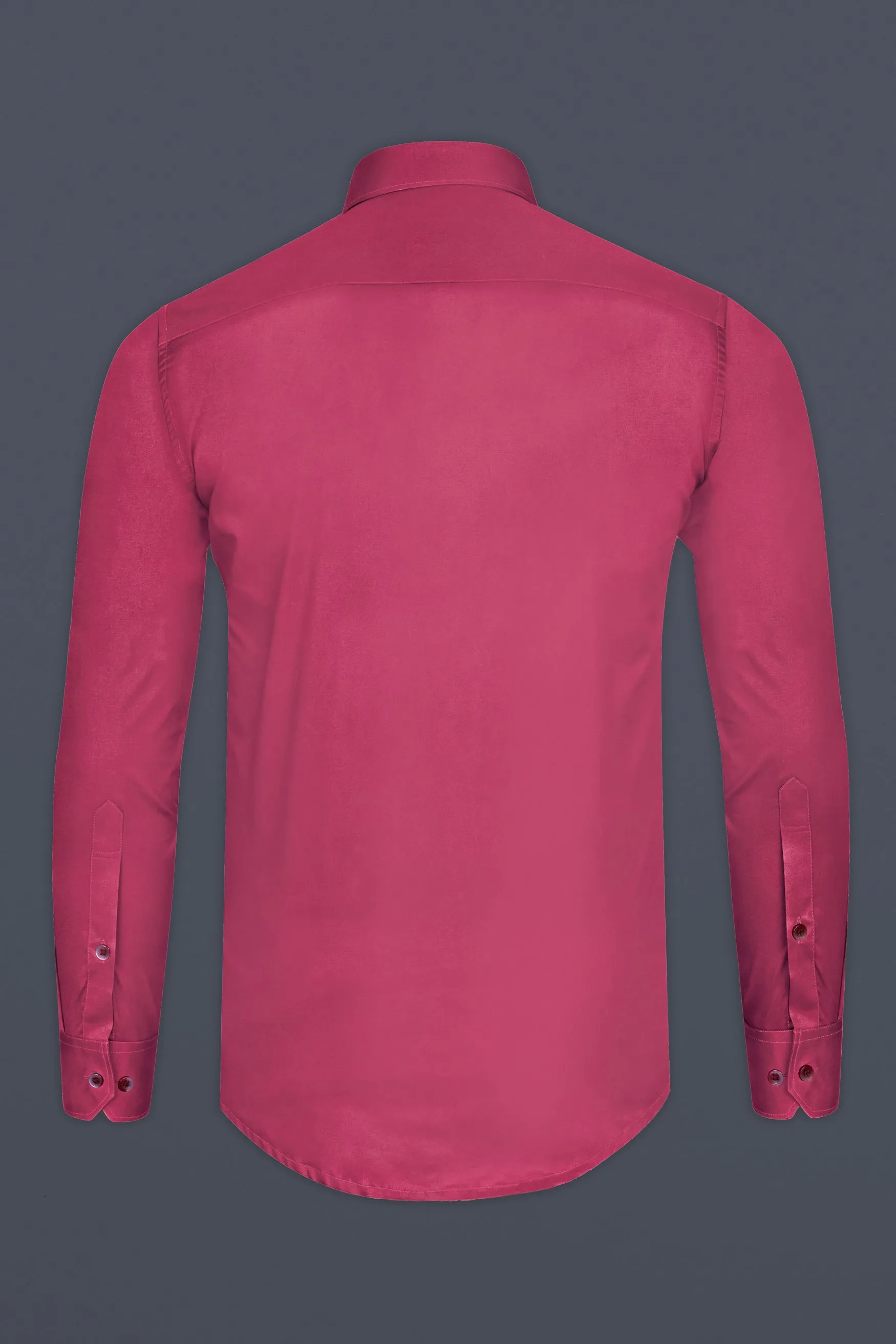 Hibiscus Red Subtle Sheen Super Soft Premium Cotton Shirt sold by French Crown product image thumbnail 5