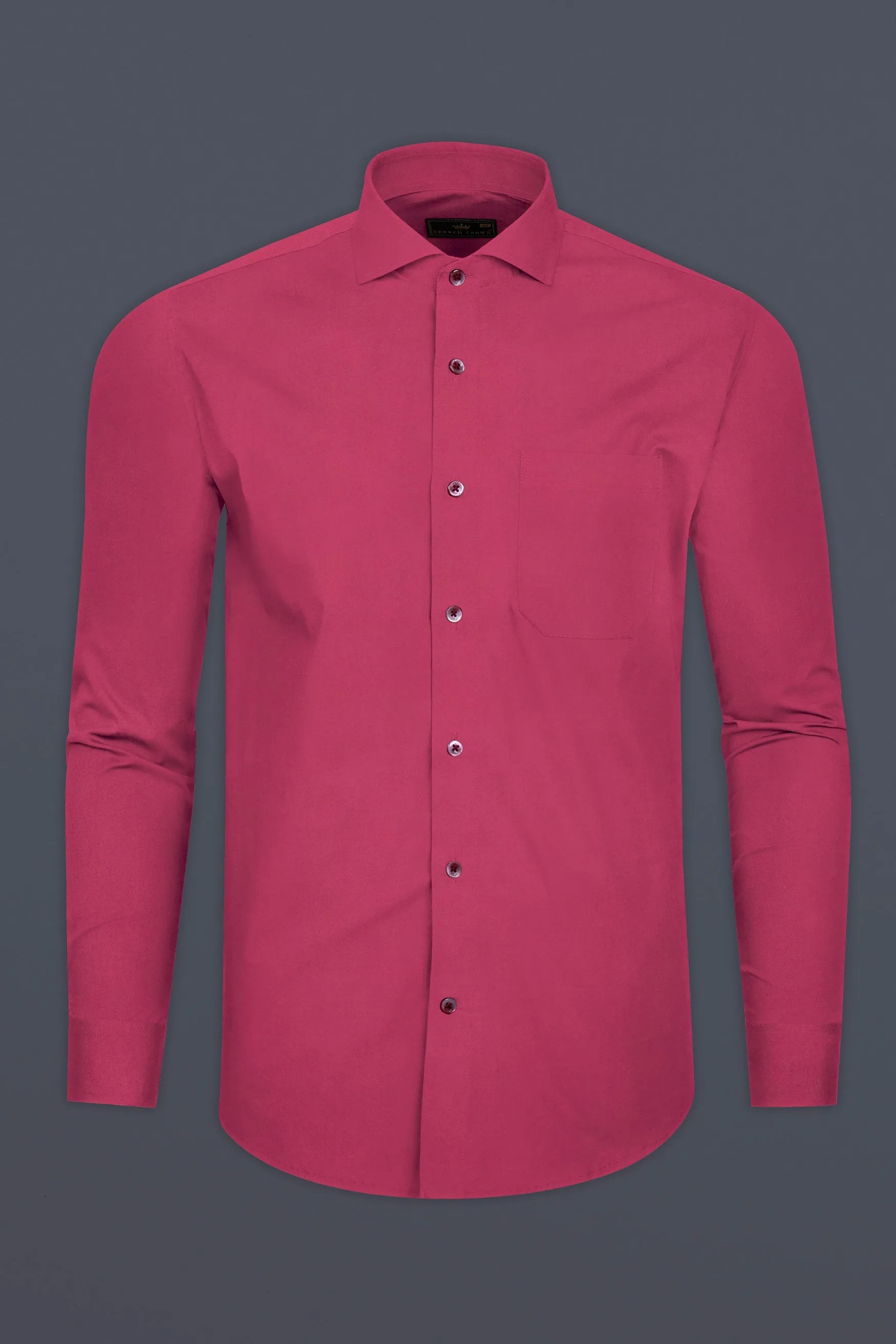 Hibiscus Red Subtle Sheen Super Soft Premium Cotton Shirt sold by French Crown product image thumbnail 4