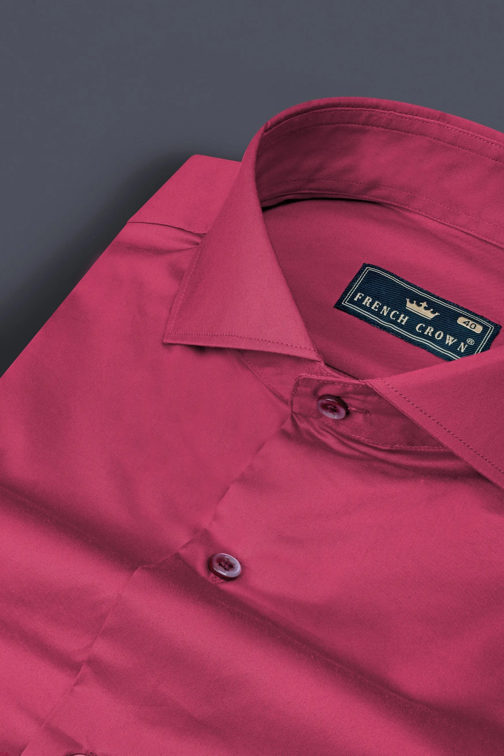 Hibiscus Red Subtle Sheen Super Soft Premium Cotton Shirt sold by French Crown
