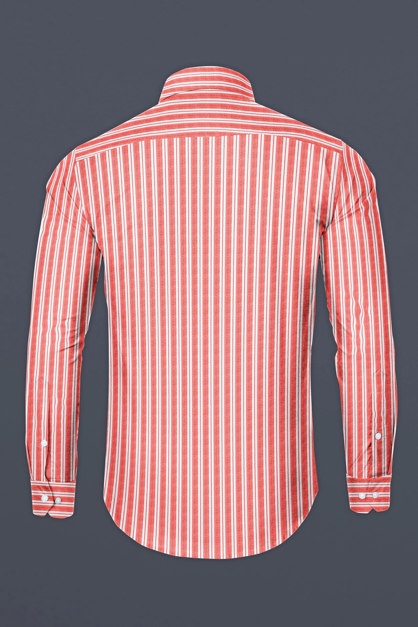 Geraldine Orange and White Striped Dobby Textured Premium Cotton Shirt sold by French Crown product image thumbnail 5