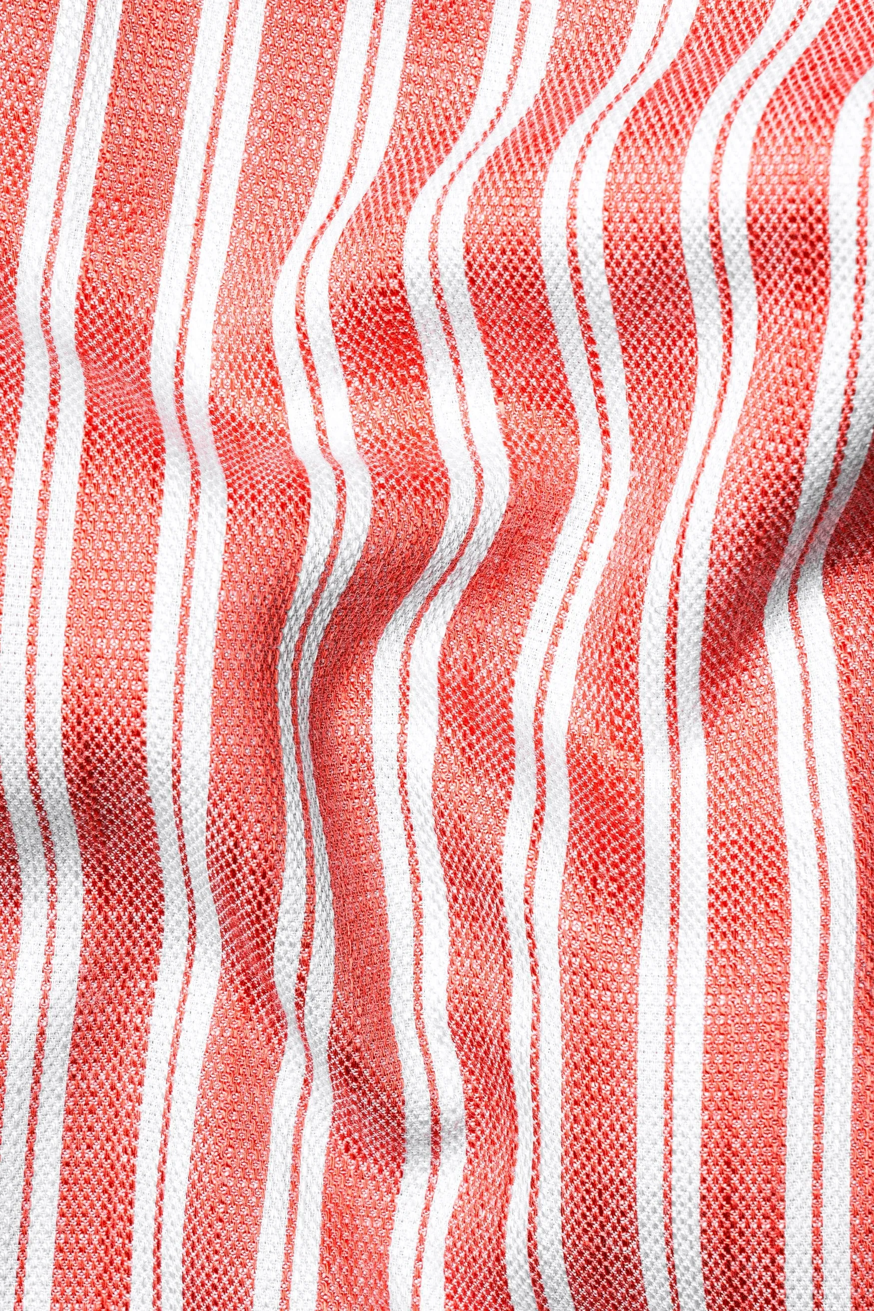 Geraldine Orange and White Striped Dobby Textured Premium Cotton Shirt sold by French Crown product image thumbnail 2