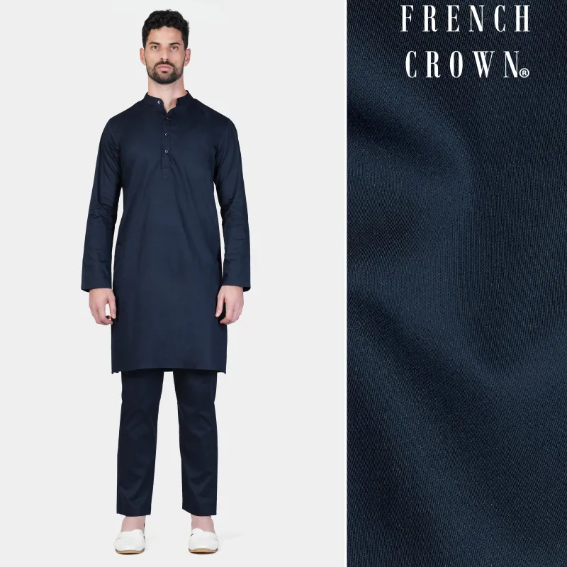 Baltic Sea Blue Subtle Sheen Super Soft Premium Cotton Kurta Set sold by French Crown
