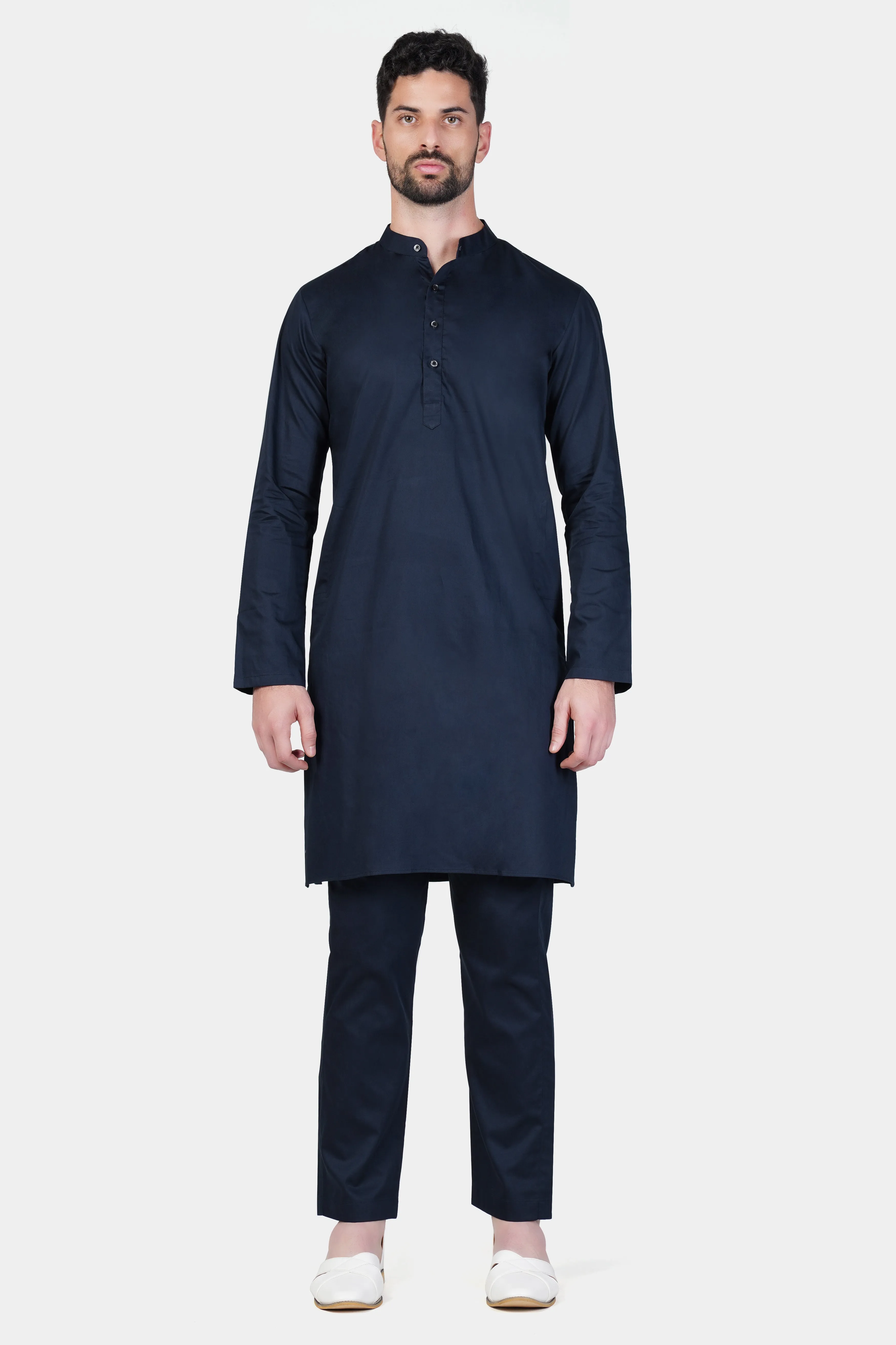Baltic Sea Blue Subtle Sheen Super Soft Premium Cotton Kurta Set sold by French Crown product image thumbnail 2