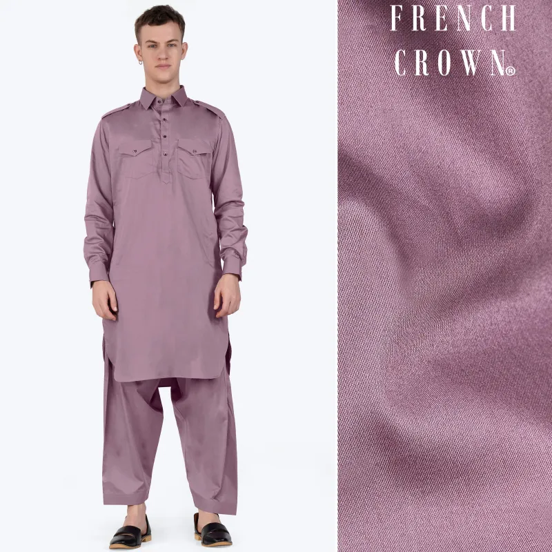 Light Mauave Purple Subtle Sheen Super Soft Premium Cotton Pathani Set sold by French Crown