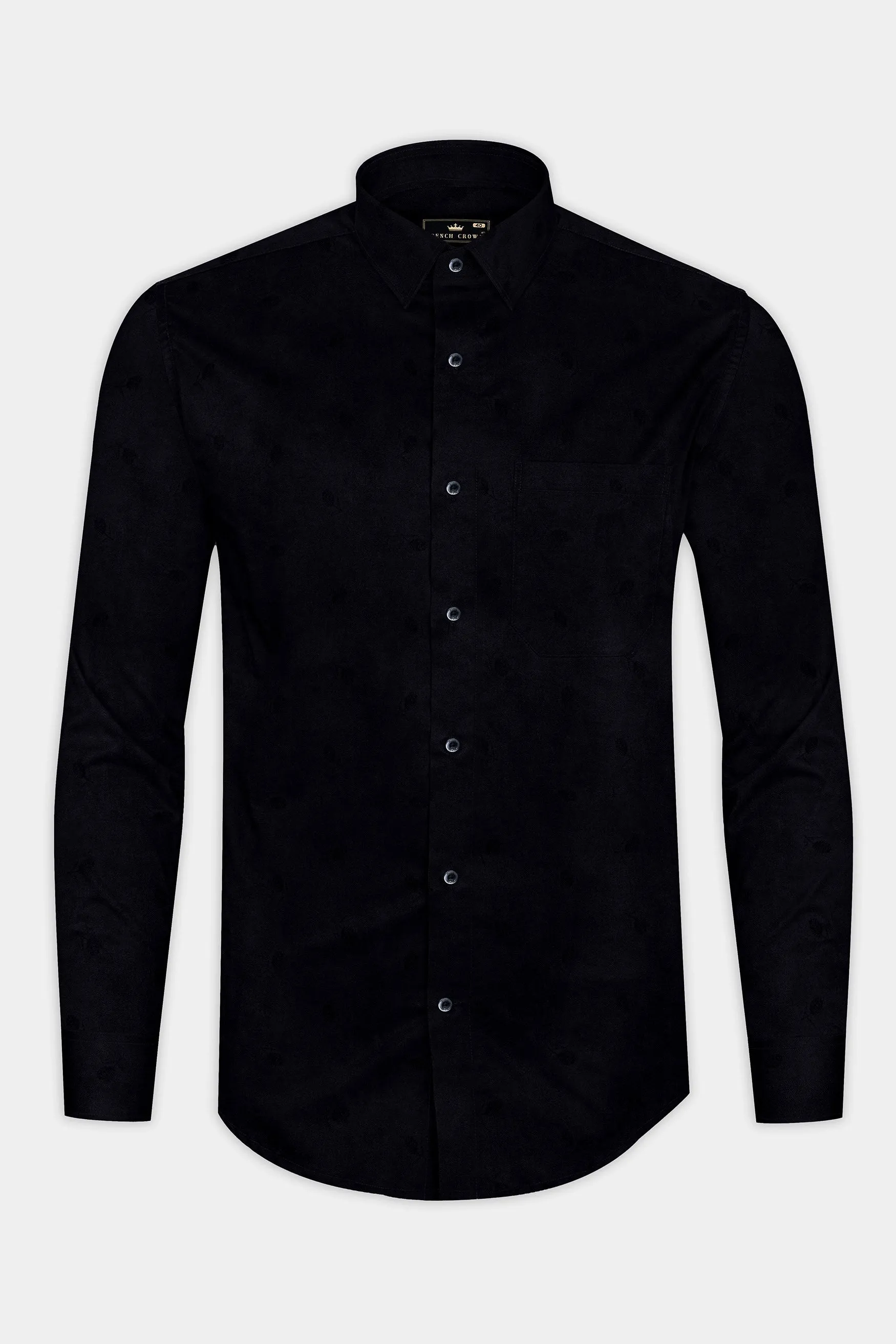 Jade Black Flower Jacquard Textured Premium Giza Cotton Shirt sold by French Crown product image thumbnail 4