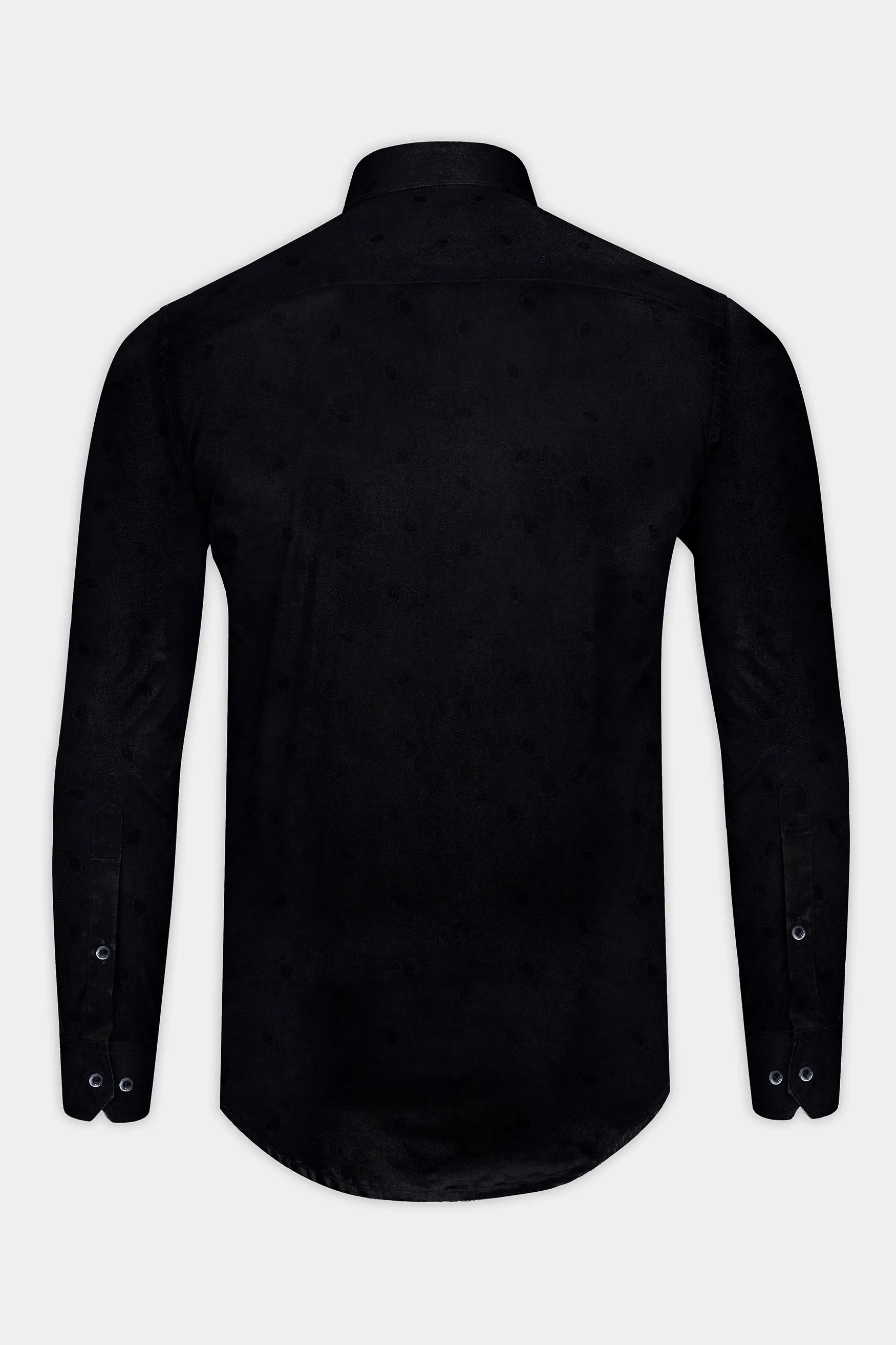 Jade Black Flower Jacquard Textured Premium Giza Cotton Shirt sold by French Crown product image thumbnail 5