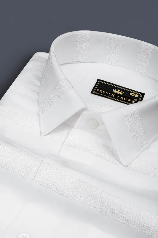Bright White Dobby Textured Premium Cotton Shirt sold by French Crown