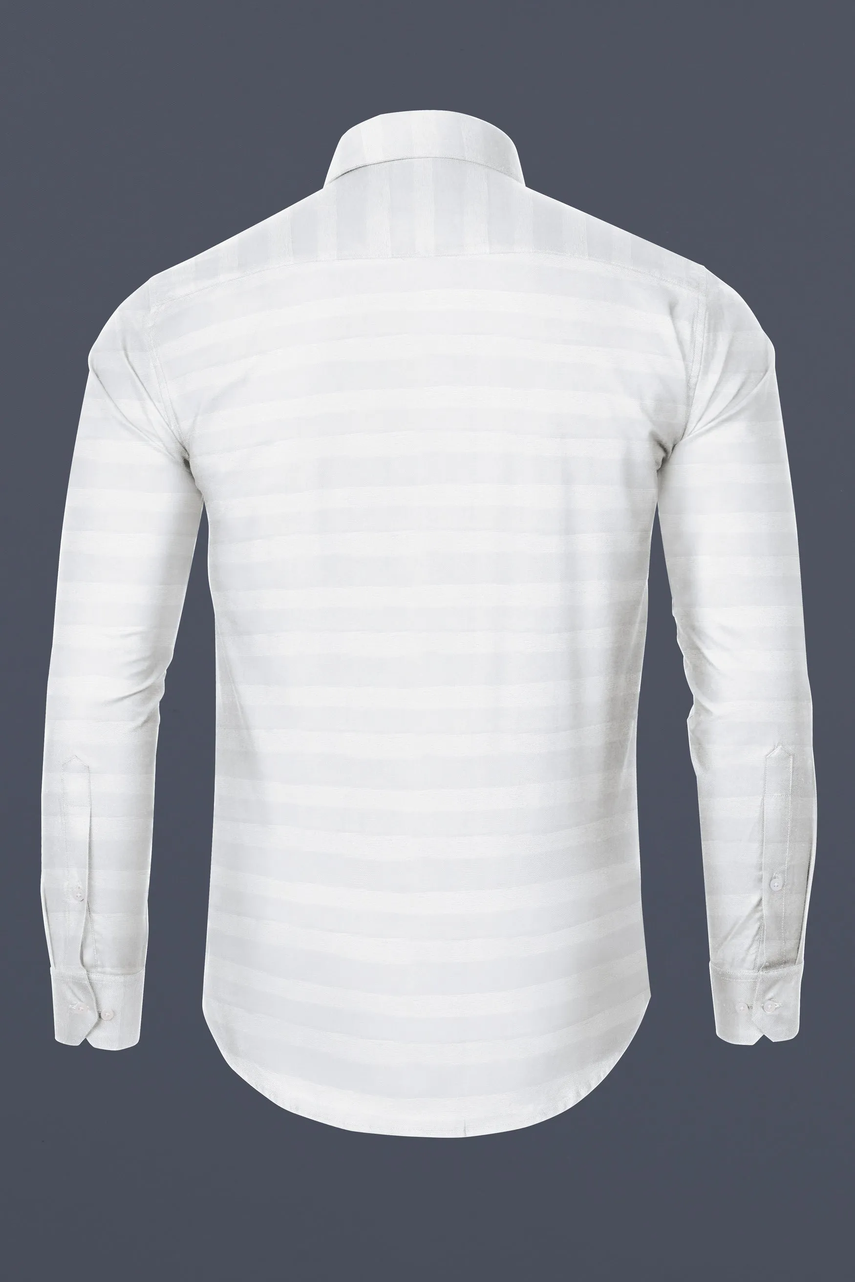 Bright White Dobby Textured Premium Cotton Shirt sold by French Crown product image thumbnail 5
