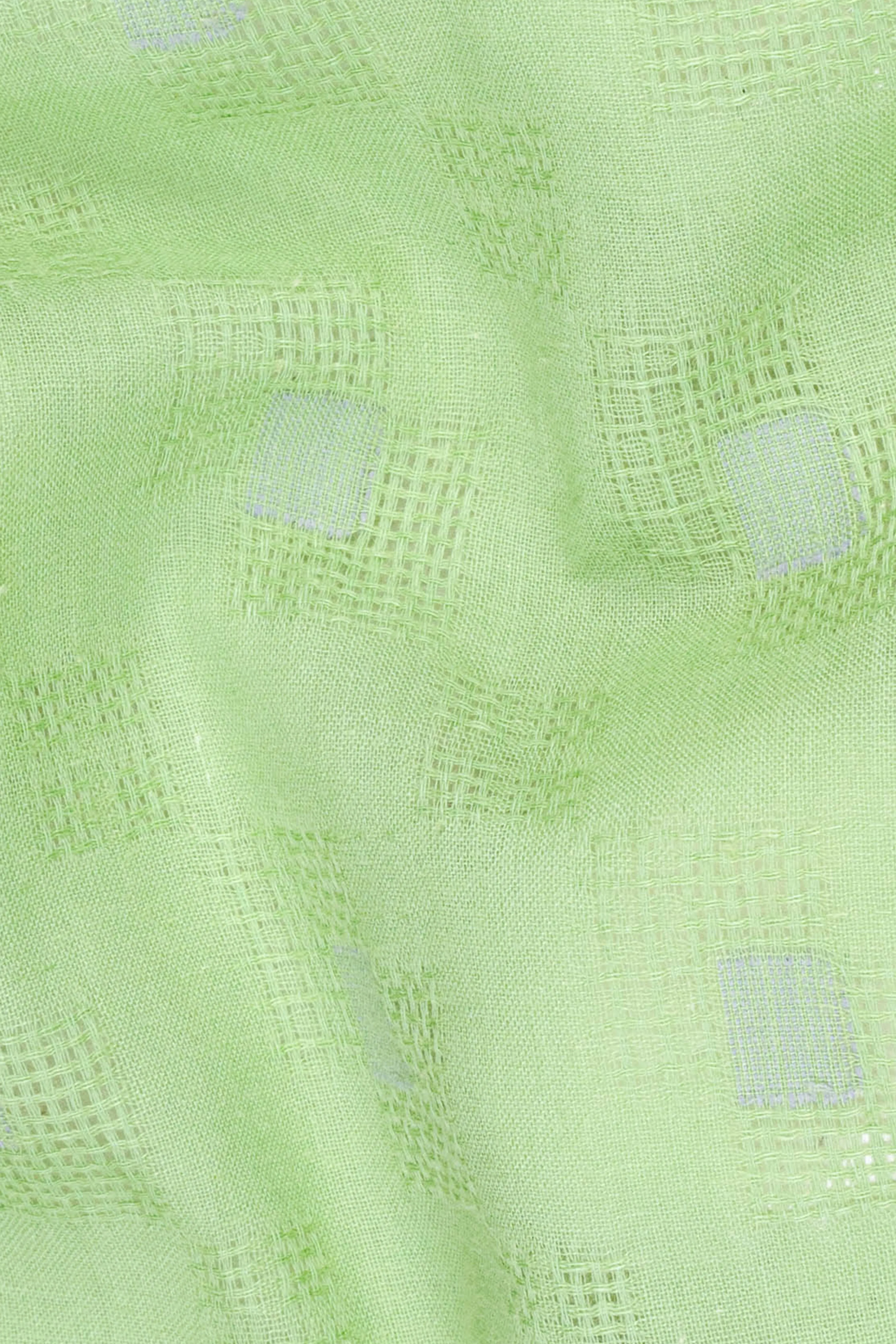 Pixie Green Geometric Dobby Textured Premium Giza Cotton Kurta Set sold by French Crown product image thumbnail 3