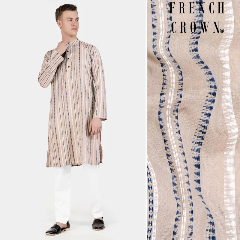 Dust Storm Brown Dobby Textured Premium Giza Cotton Kurta Set sold by French Crown