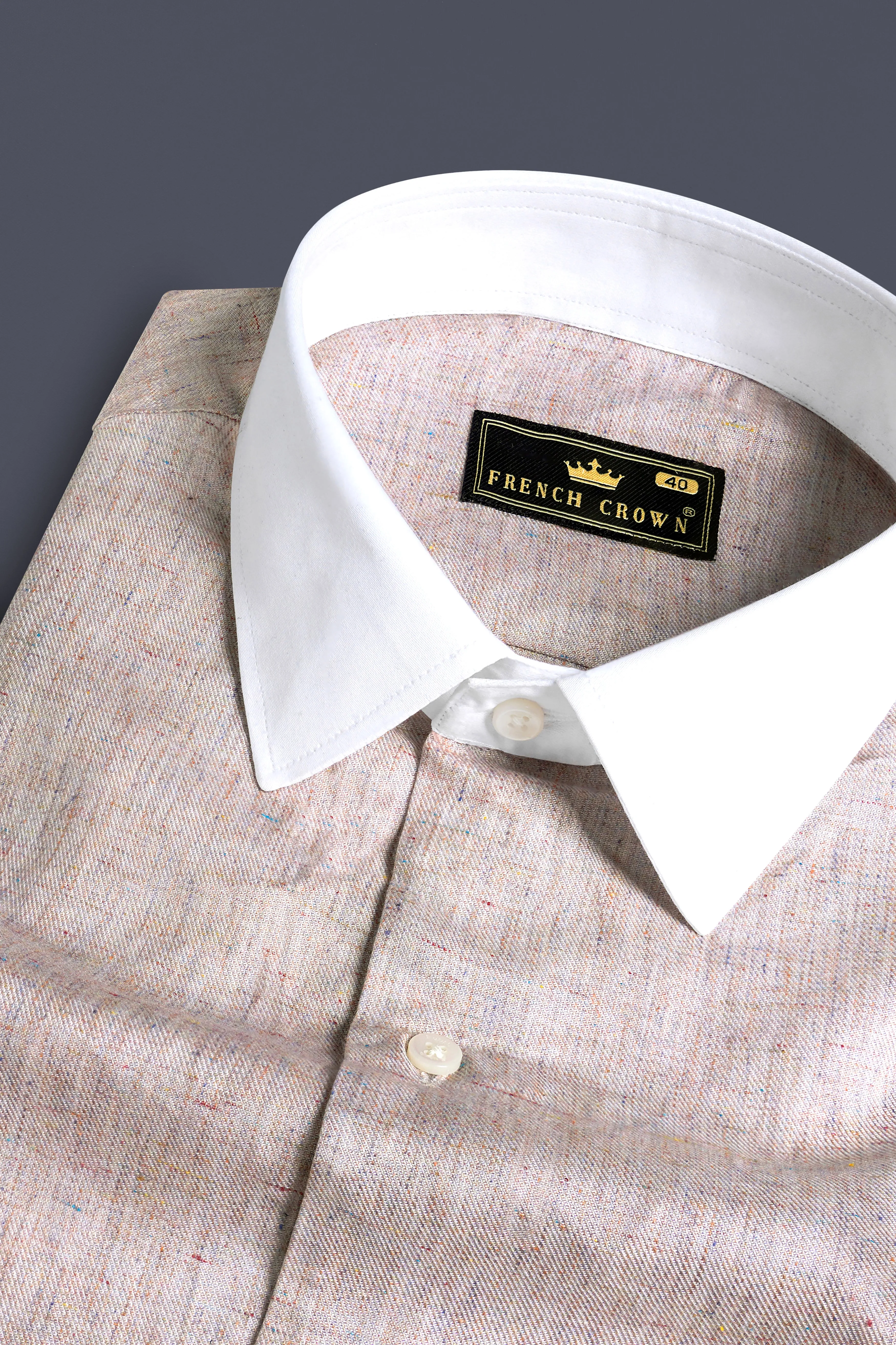 Dawn Brown with White Cuffs and Collar Twill Premium Cotton Shirt sold by French Crown product image thumbnail 4