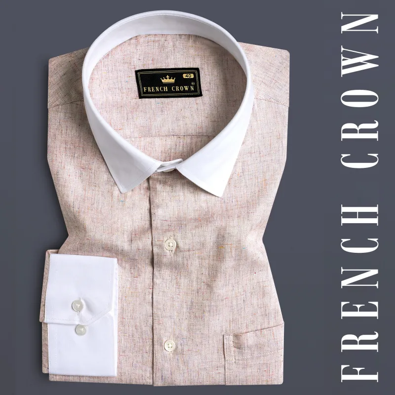 Dawn Brown with White Cuffs and Collar Twill Premium Cotton Shirt made by French Crown