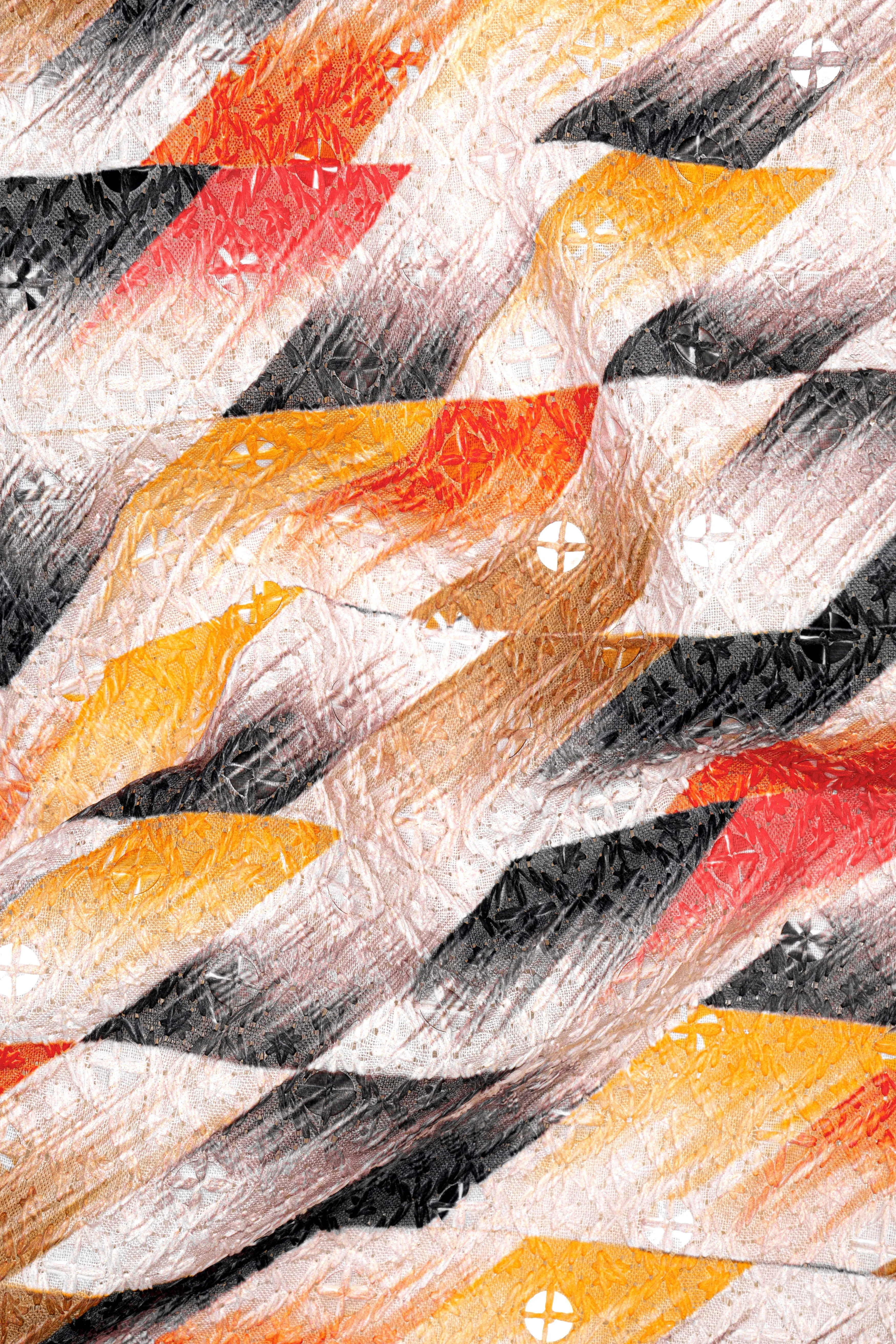 Tree Poppy Orange And Jade Black MultiColour Designer Thread Embroidered Nehru Jacket sold by French Crown product image thumbnail 3