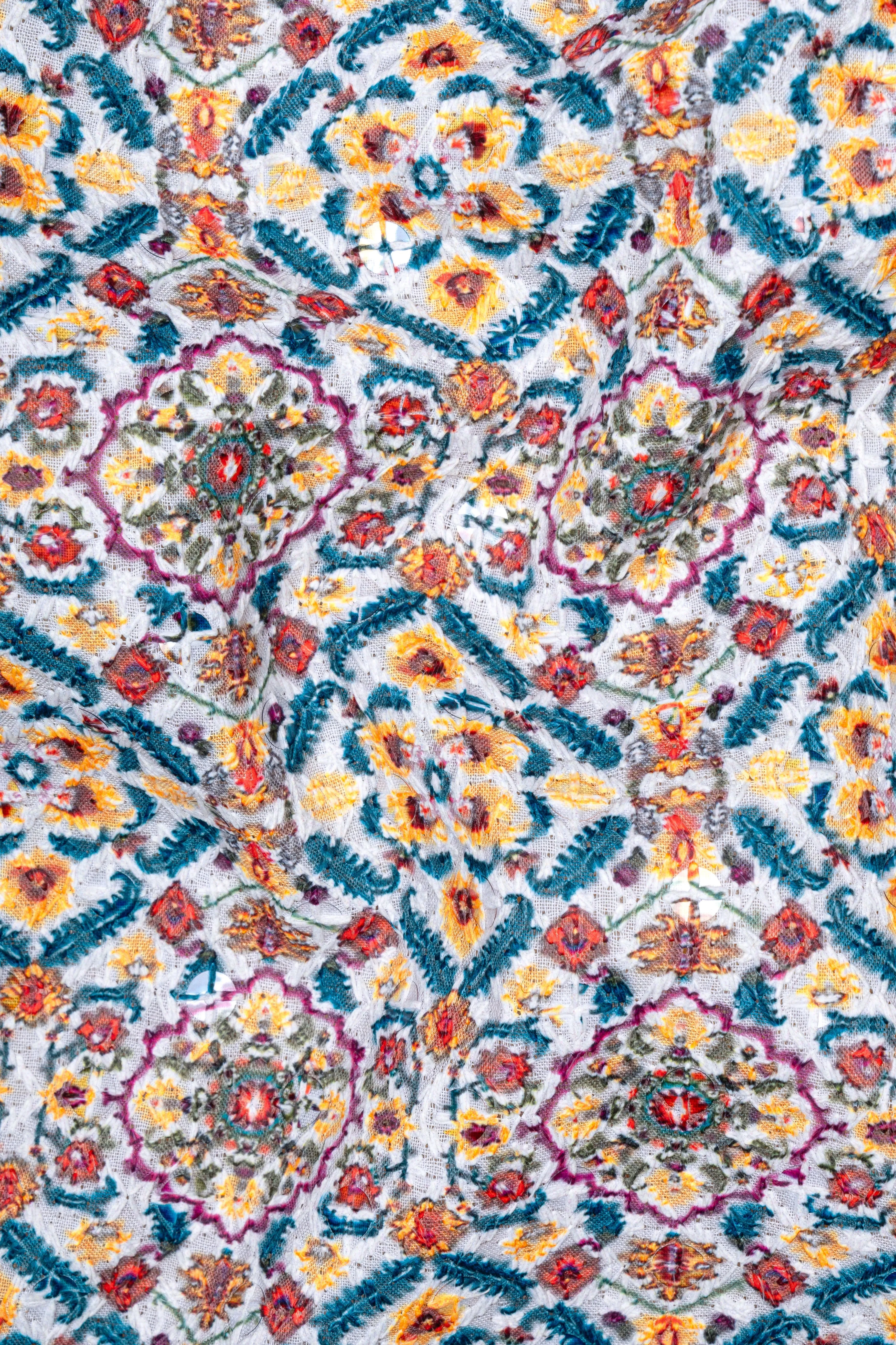 Orient Blue And Tainoi Yellow Designer Thread Embroidered Nehru Jacket sold by French Crown product image thumbnail 3