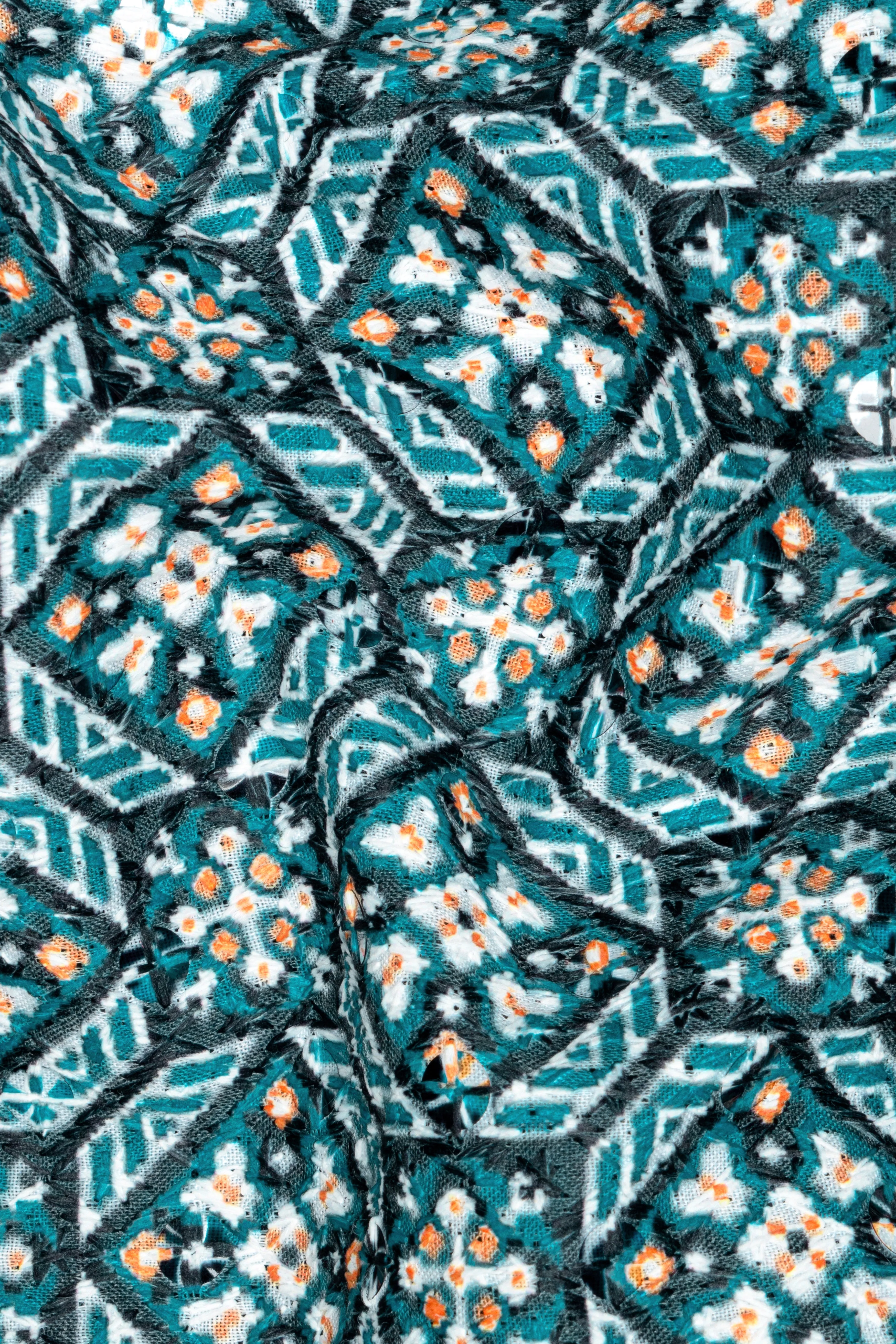 Surfie Blue And Tangerine Orange Designer Embroidered Nehru Jacket sold by French Crown product image thumbnail 3