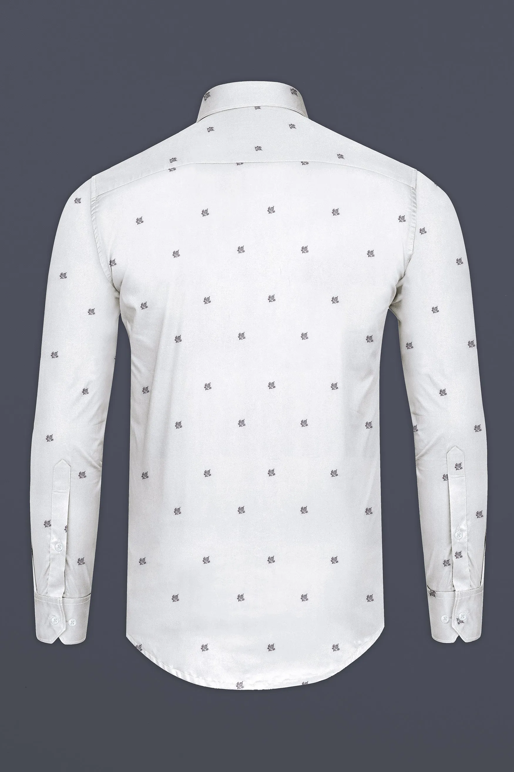 Bright White Flower Jacquard Textured Premium Giza Cotton Shirt sold by French Crown product image thumbnail 5