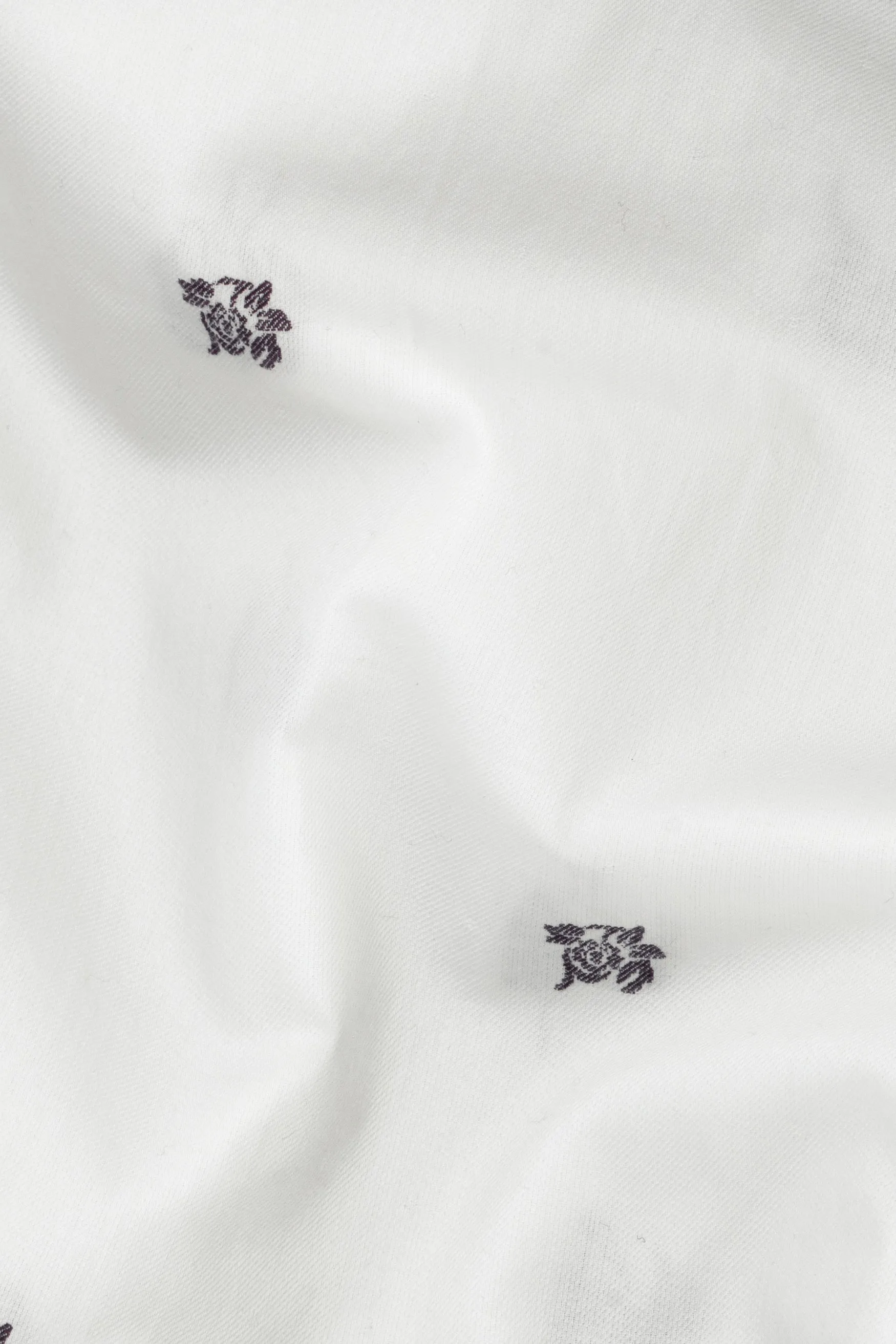 Bright White Flower Jacquard Textured Premium Giza Cotton Shirt sold by French Crown product image thumbnail 2