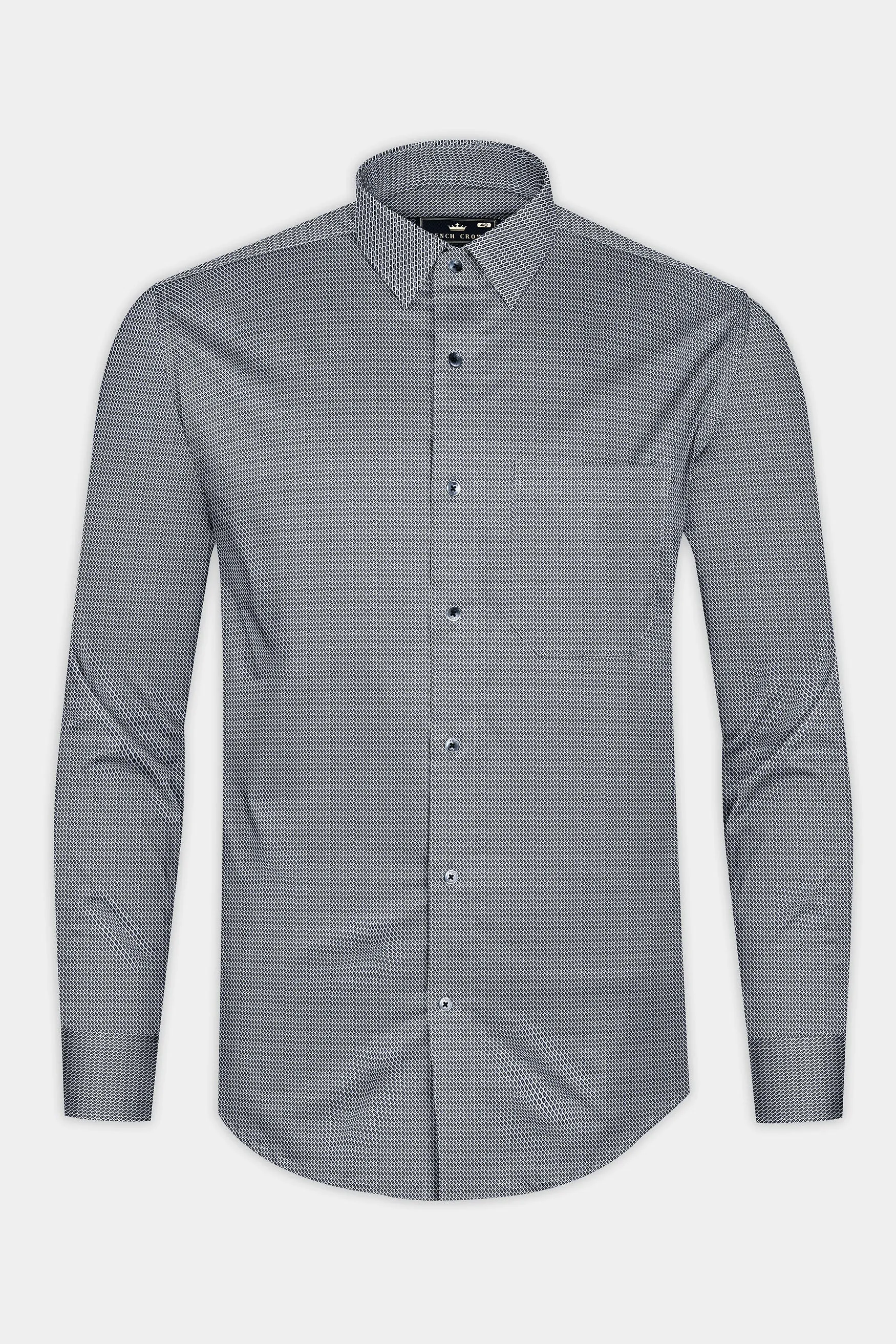 Gunsmoke Gray Dobby Textured Premium Giza Cotton Shirt sold by French Crown product image thumbnail 4