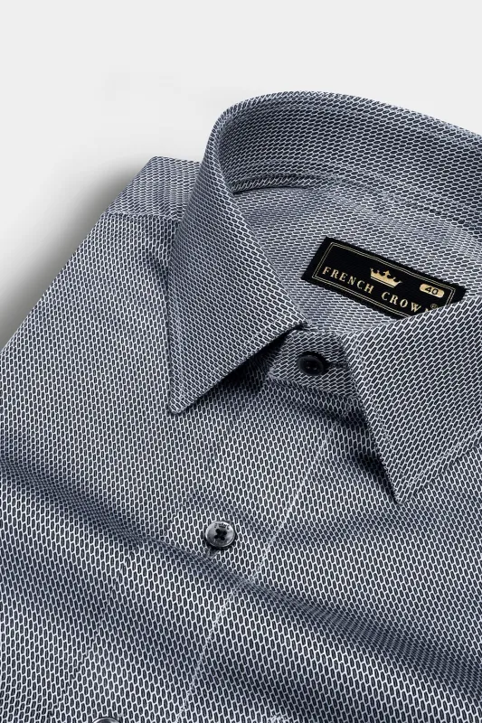 Gunsmoke Gray Dobby Textured Premium Giza Cotton Shirt sold by French Crown