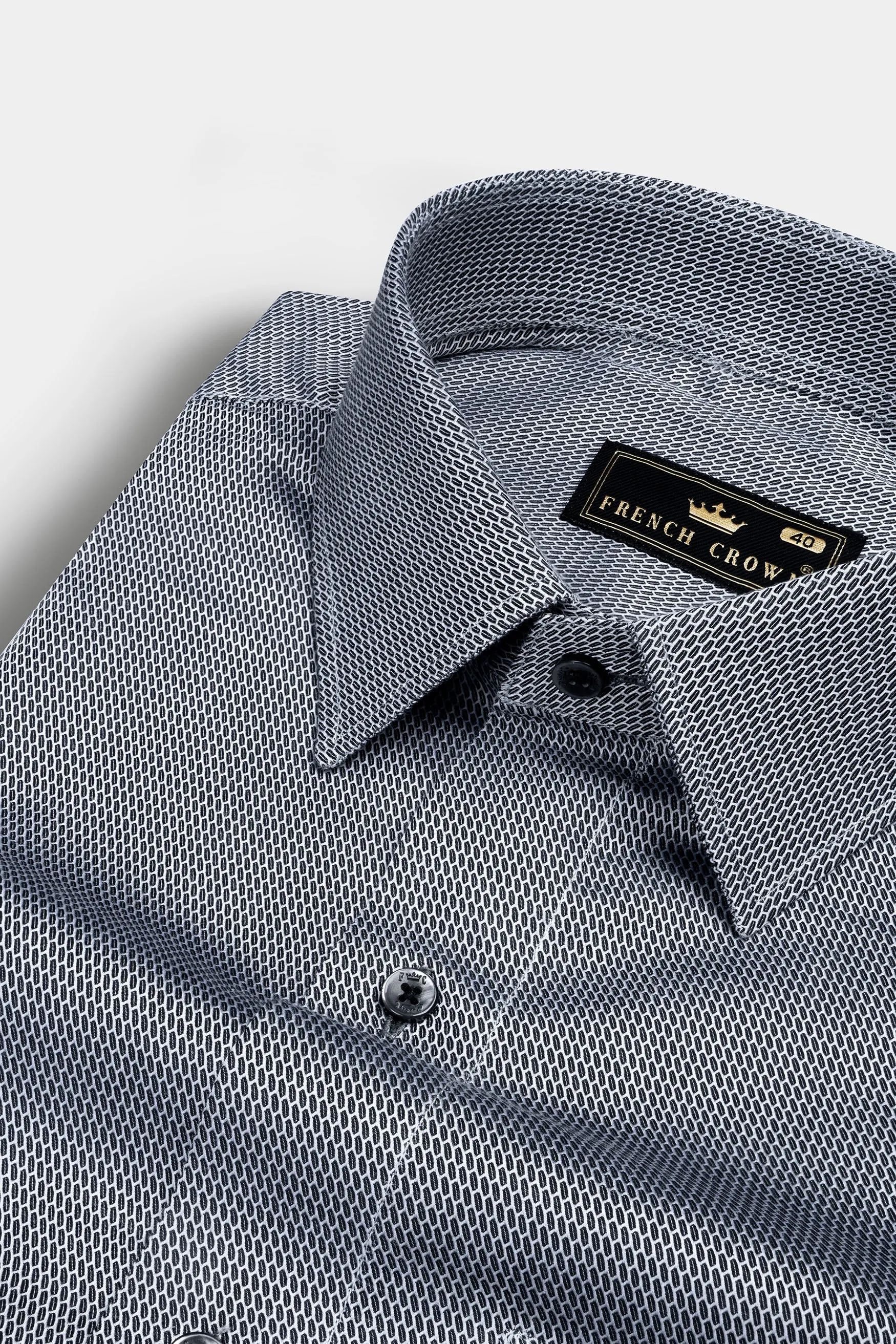 Gunsmoke Gray Dobby Textured Premium Giza Cotton Shirt sold by French Crown