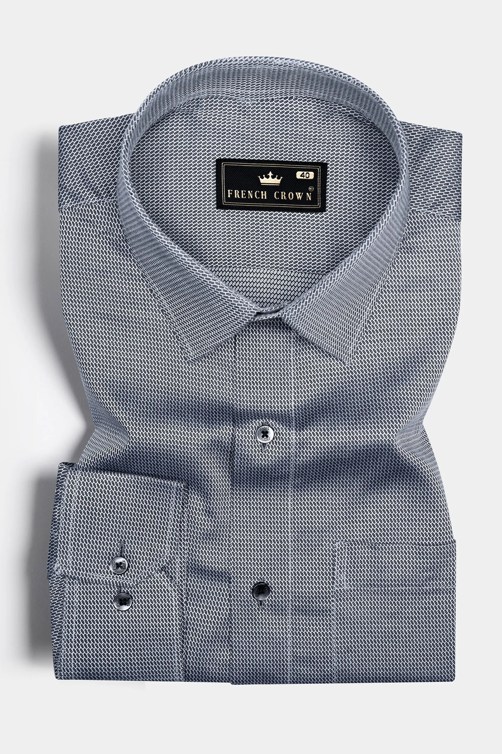 Gunsmoke Gray Dobby Textured Premium Giza Cotton Shirt sold by French Crown product image thumbnail 3