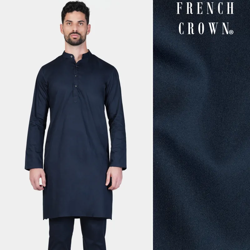 Baltic Sea Blue Subtle Sheen Super Soft Premium Cotton Kurta sold by French Crown