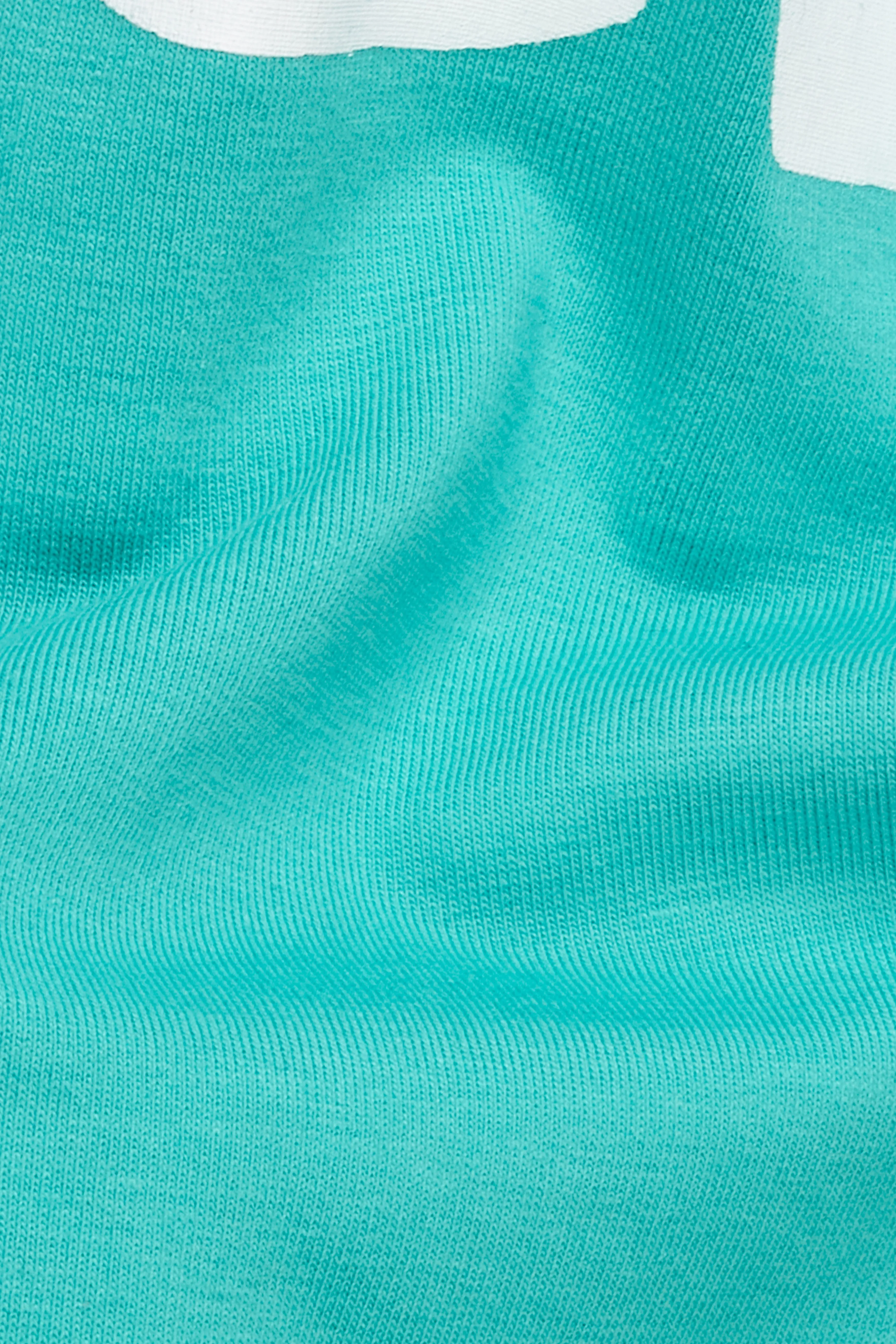 Aqua Blue Printed Premium Cotton Oversized T-shirt sold by French Crown product image thumbnail 3