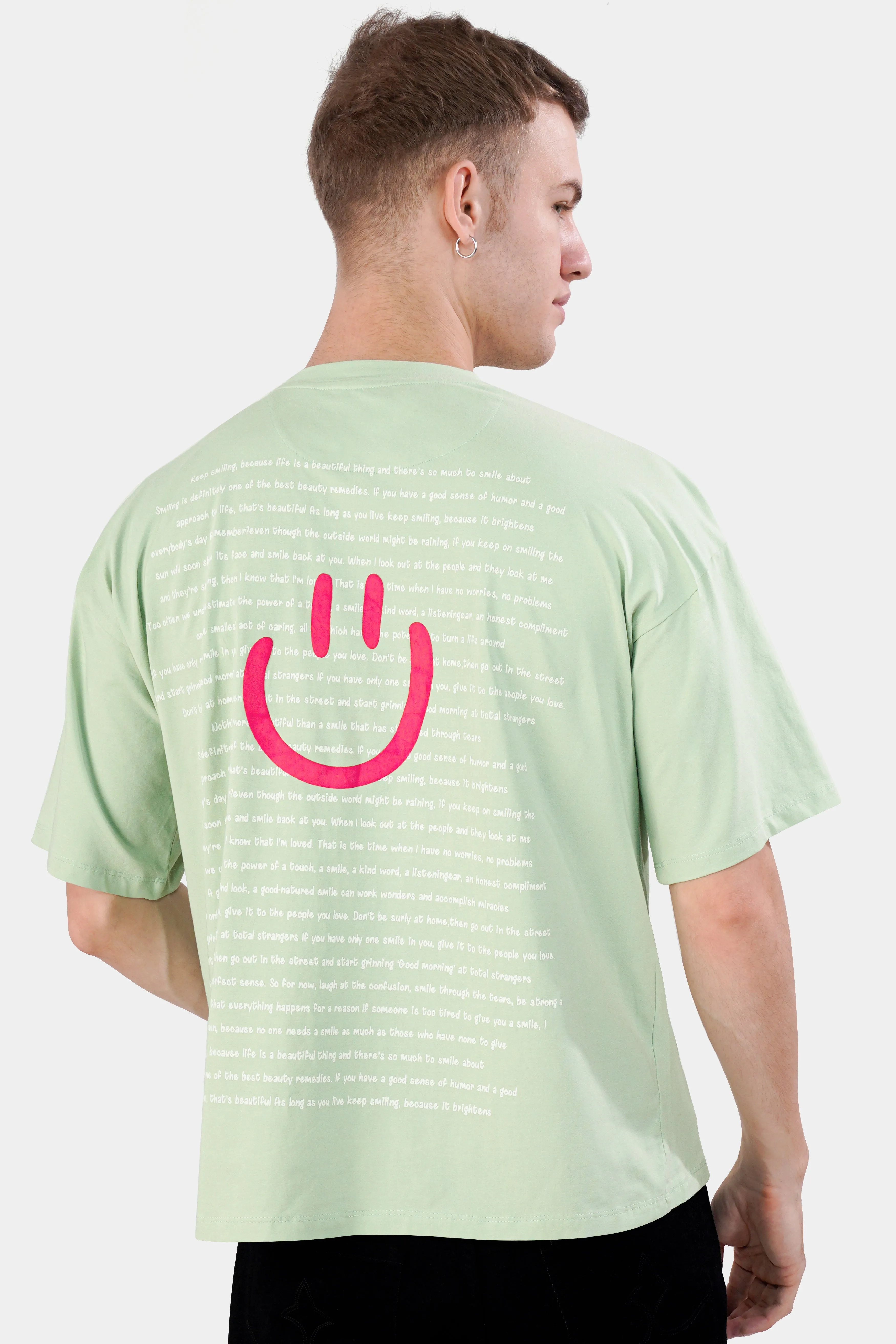 Surf Crest Green Printed Premium Cotton Oversized T-shirt sold by French Crown product image thumbnail 5