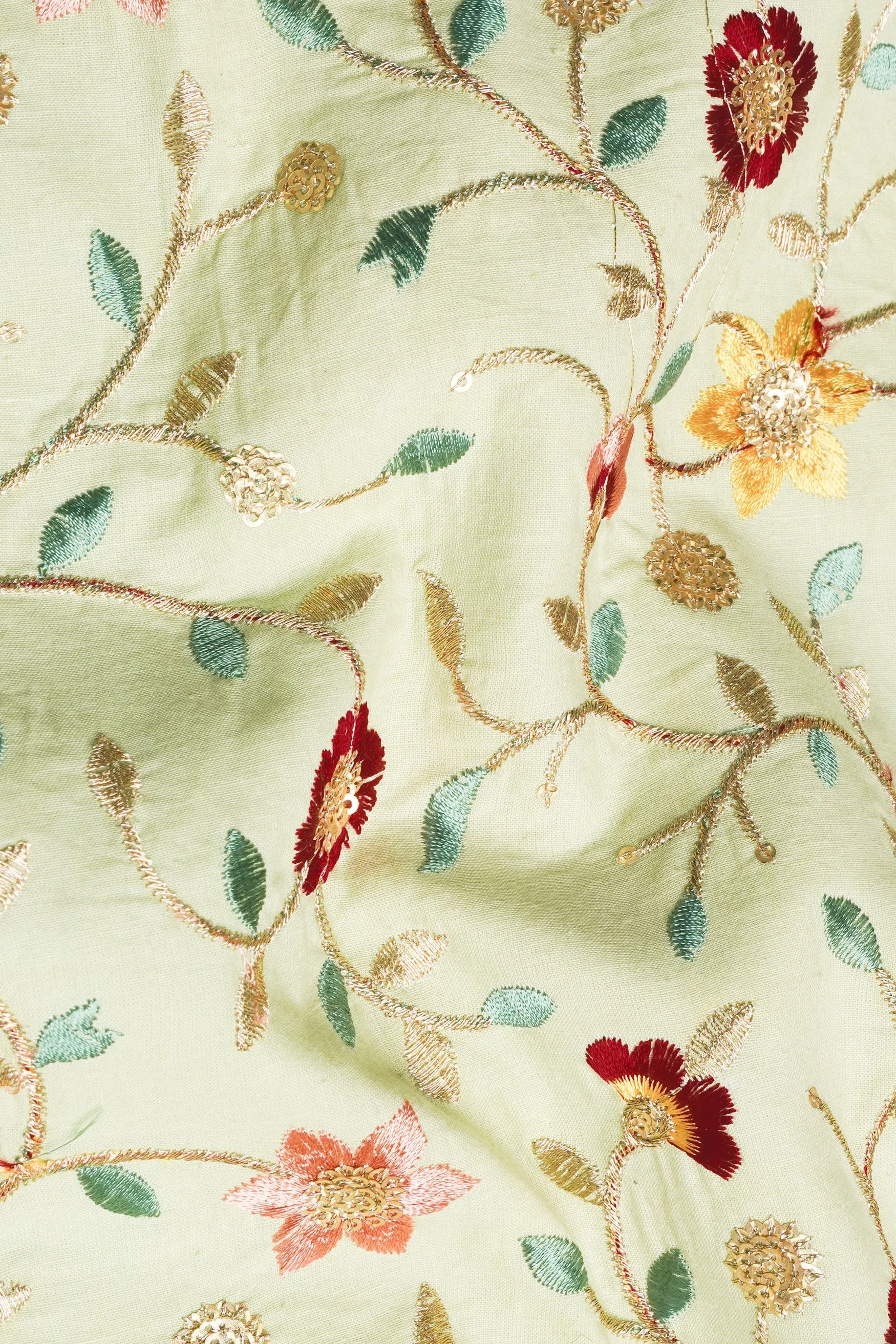 Hampton Green and Beryl Red Floral Multicolour Cotton Thread Embroidered Designer Nehru Jacket sold by French Crown product image thumbnail 3