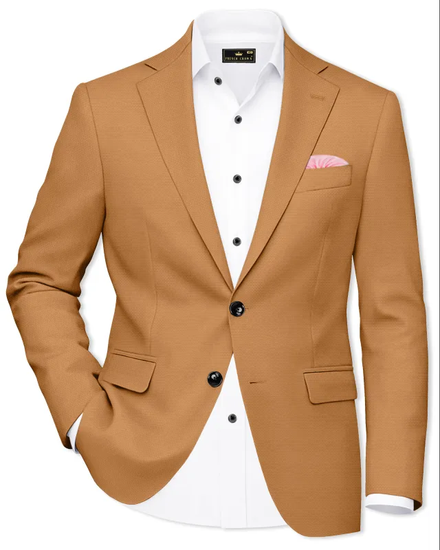 Twine Brown Dobby Textured Single Breasted Blazer sold by French Crown