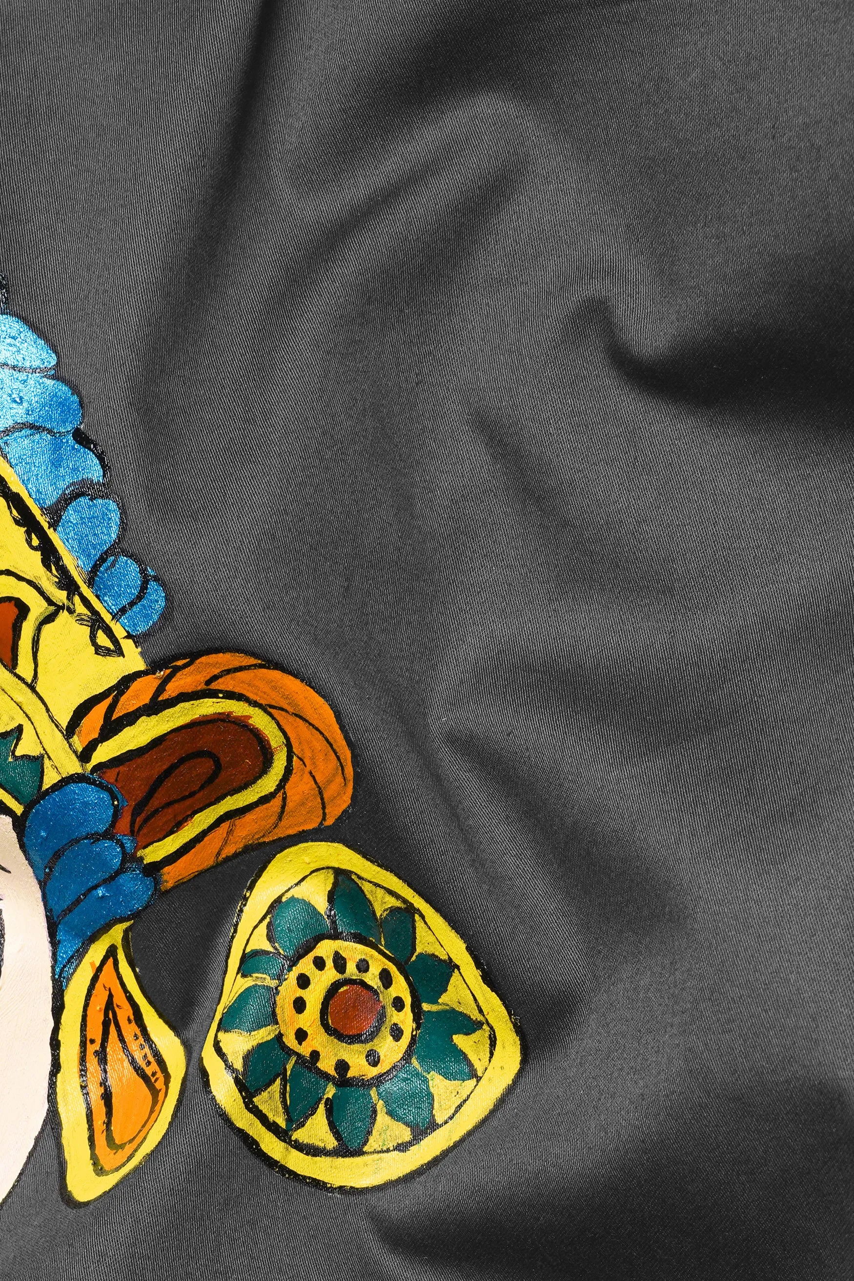 Iridium Gray Deity Durga Hand Painted Subtle Sheen Super Soft Premium Cotton Designer Kurta sold by French Crown product image thumbnail 3