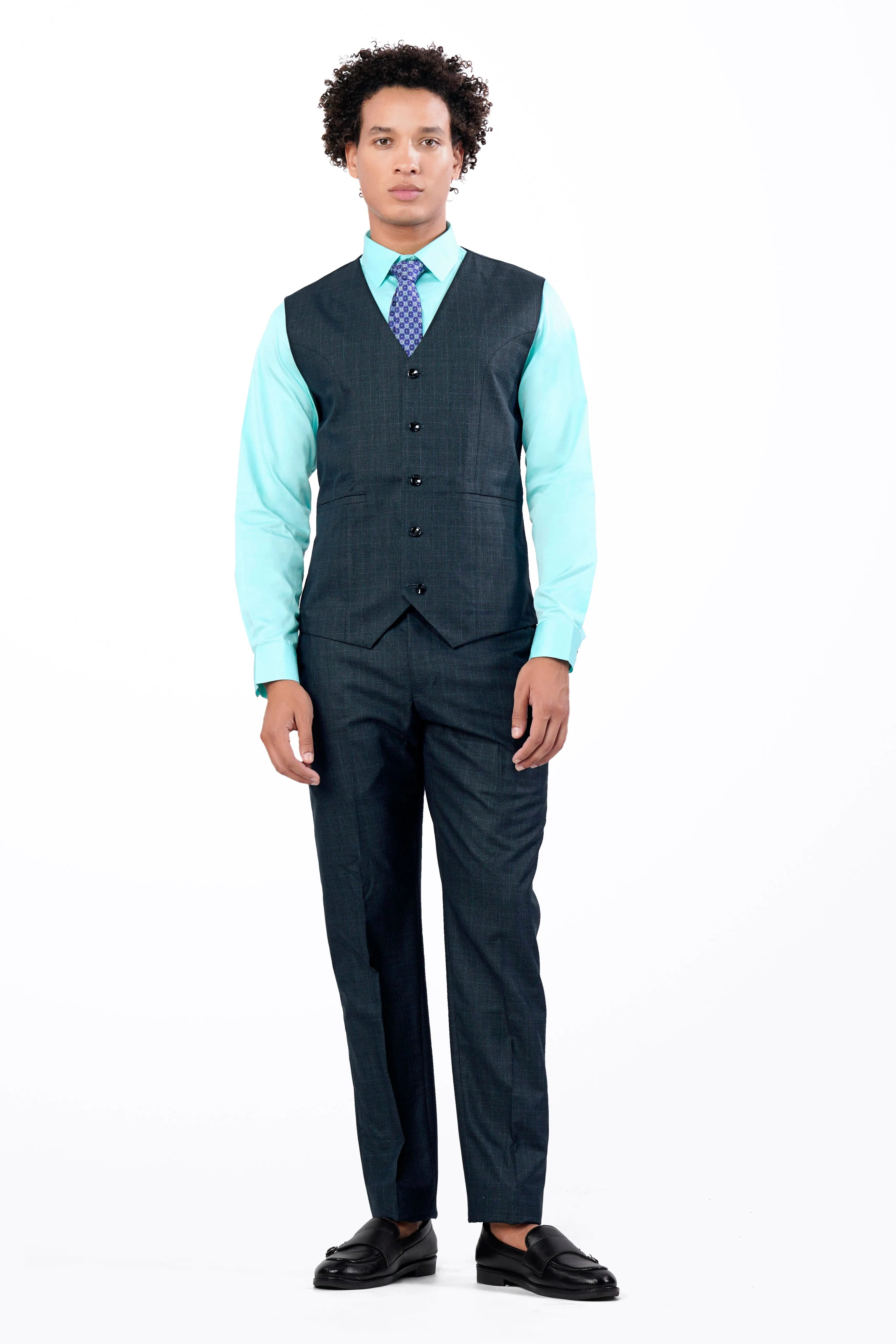 Charade Blue Wool Rich Waistcoat sold by French Crown product image thumbnail 5