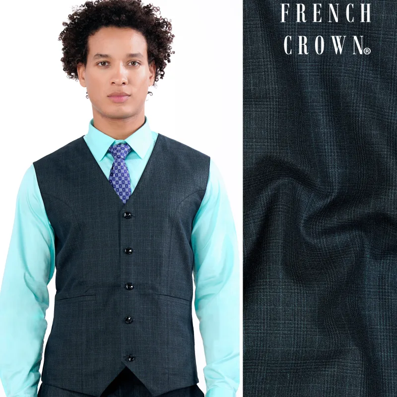 Charade Blue Wool Rich Waistcoat made by French Crown