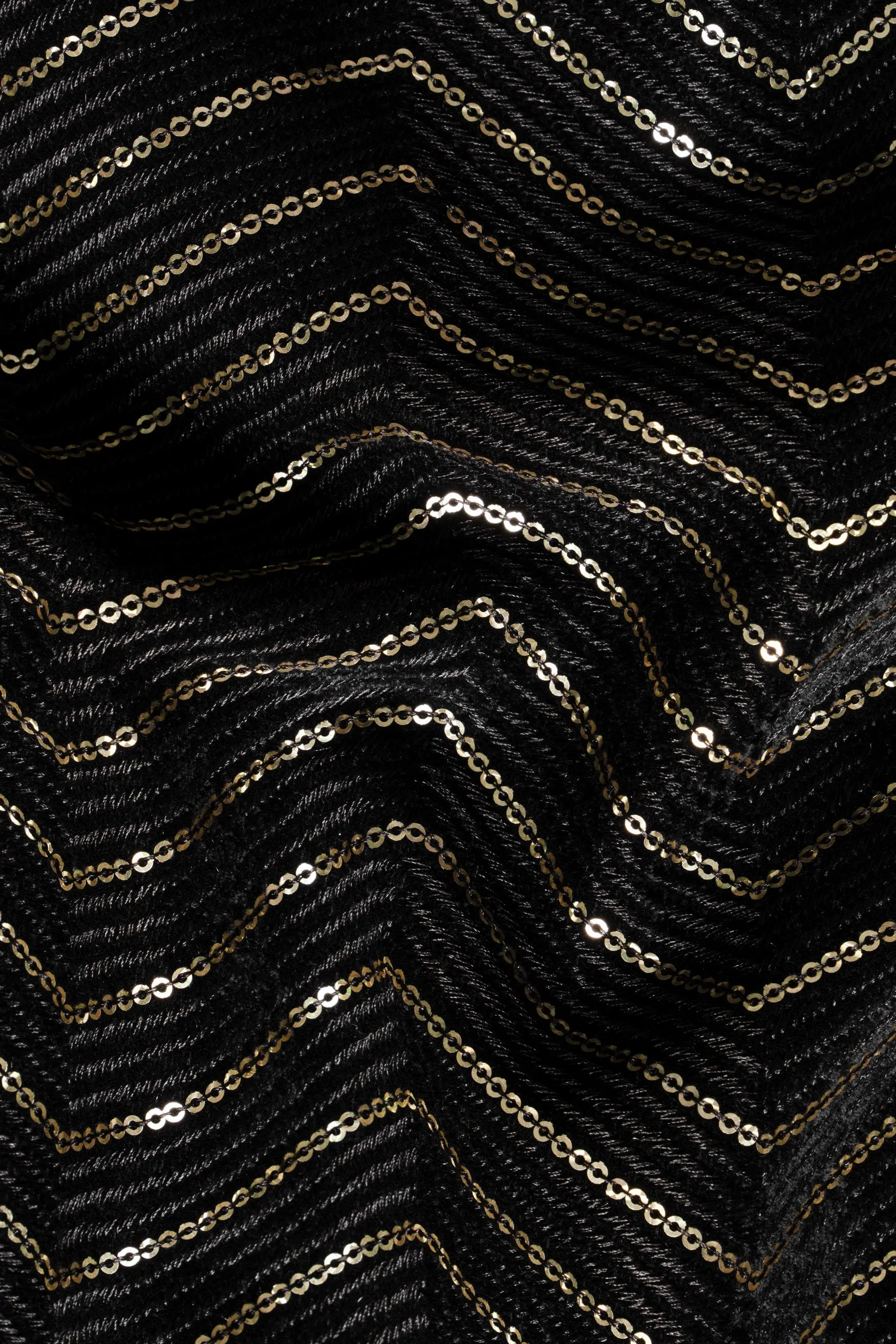 Jade Black Chevron Thread and Sequin Embroidered Designer Nehru Jacket sold by French Crown product image thumbnail 3