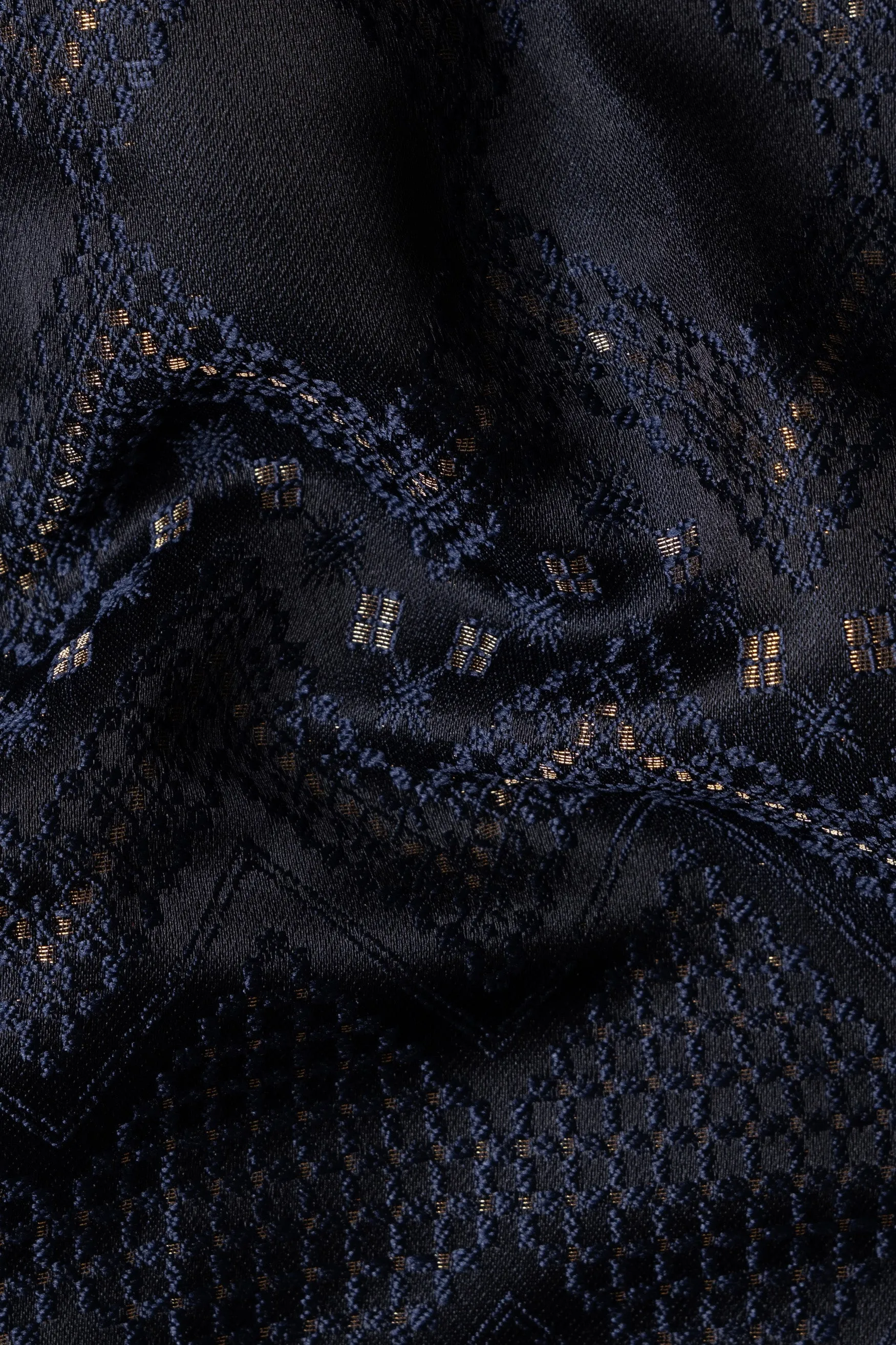 Bunker and Cloud Burst Blue Chevron Thread Embroidered Designer Nehru Jacket sold by French Crown product image thumbnail 3