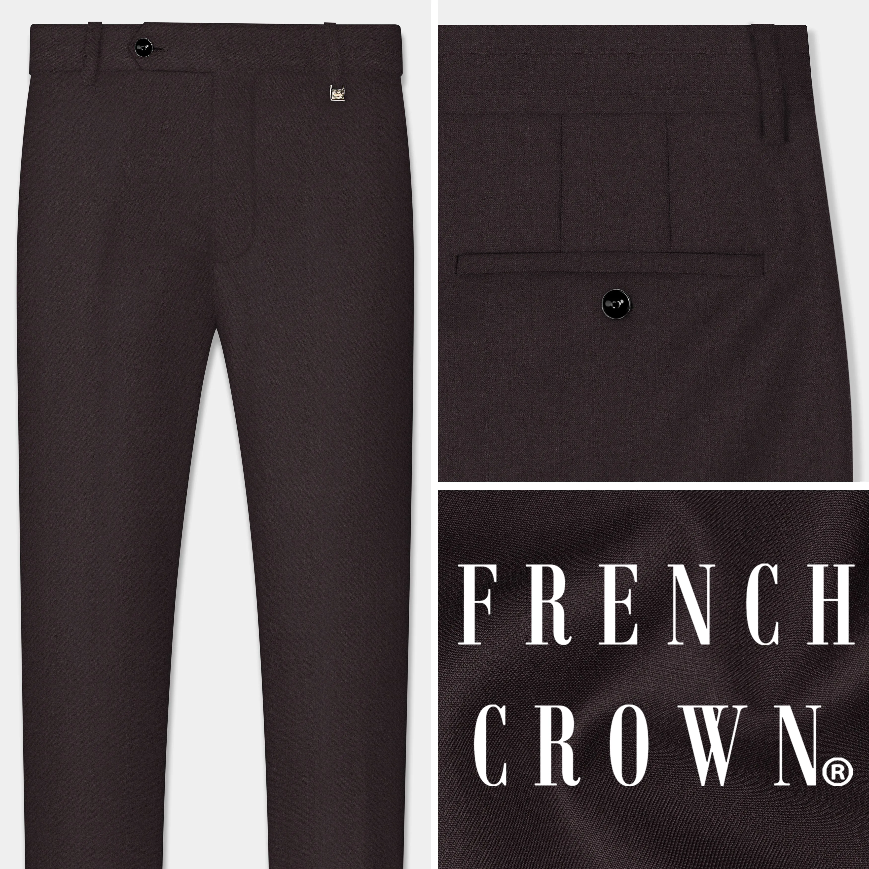Birch Brown Wool Rich Pant sold by French Crown