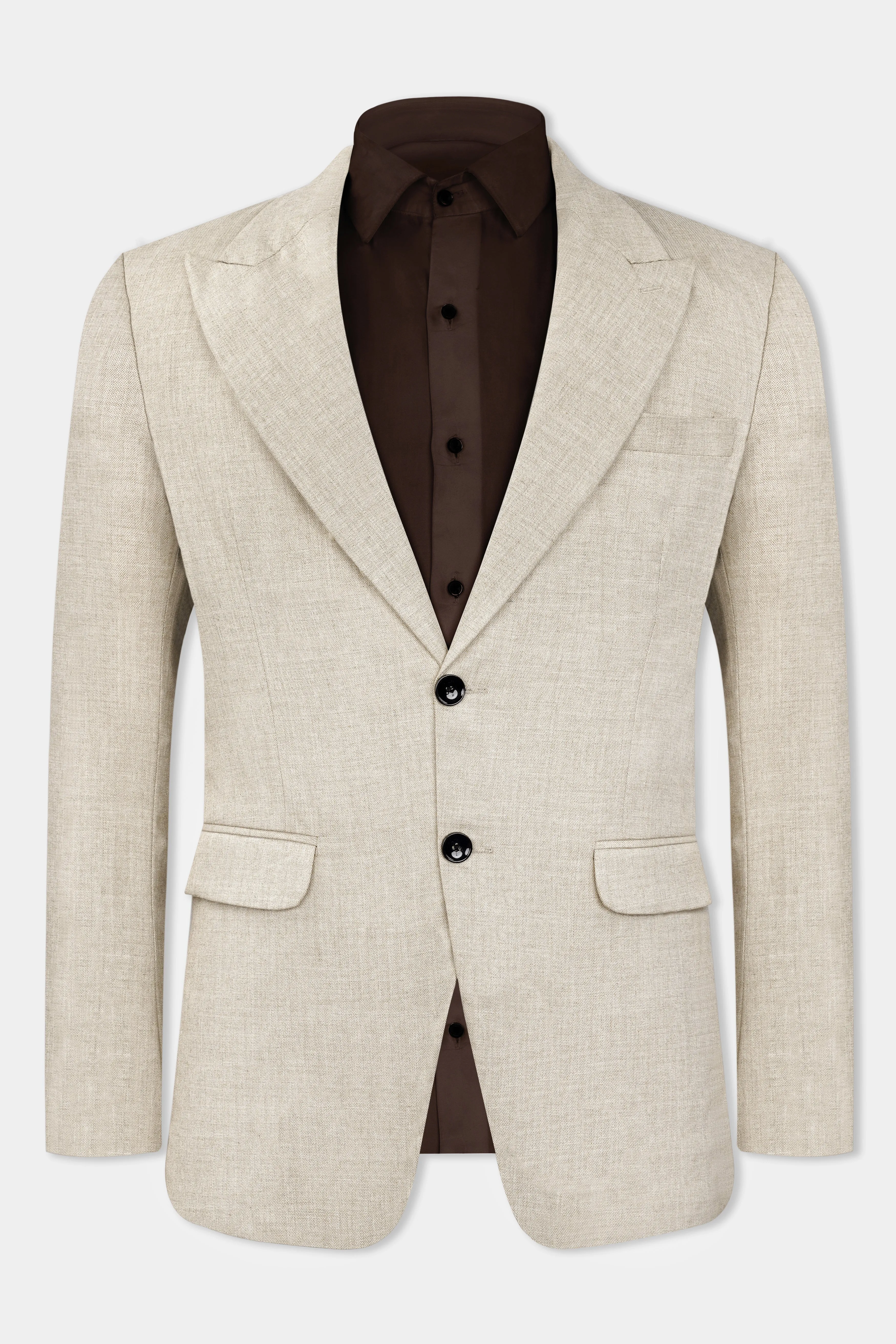 Oyster Cream Luxurious Linen Blazer sold by French Crown product image thumbnail 2