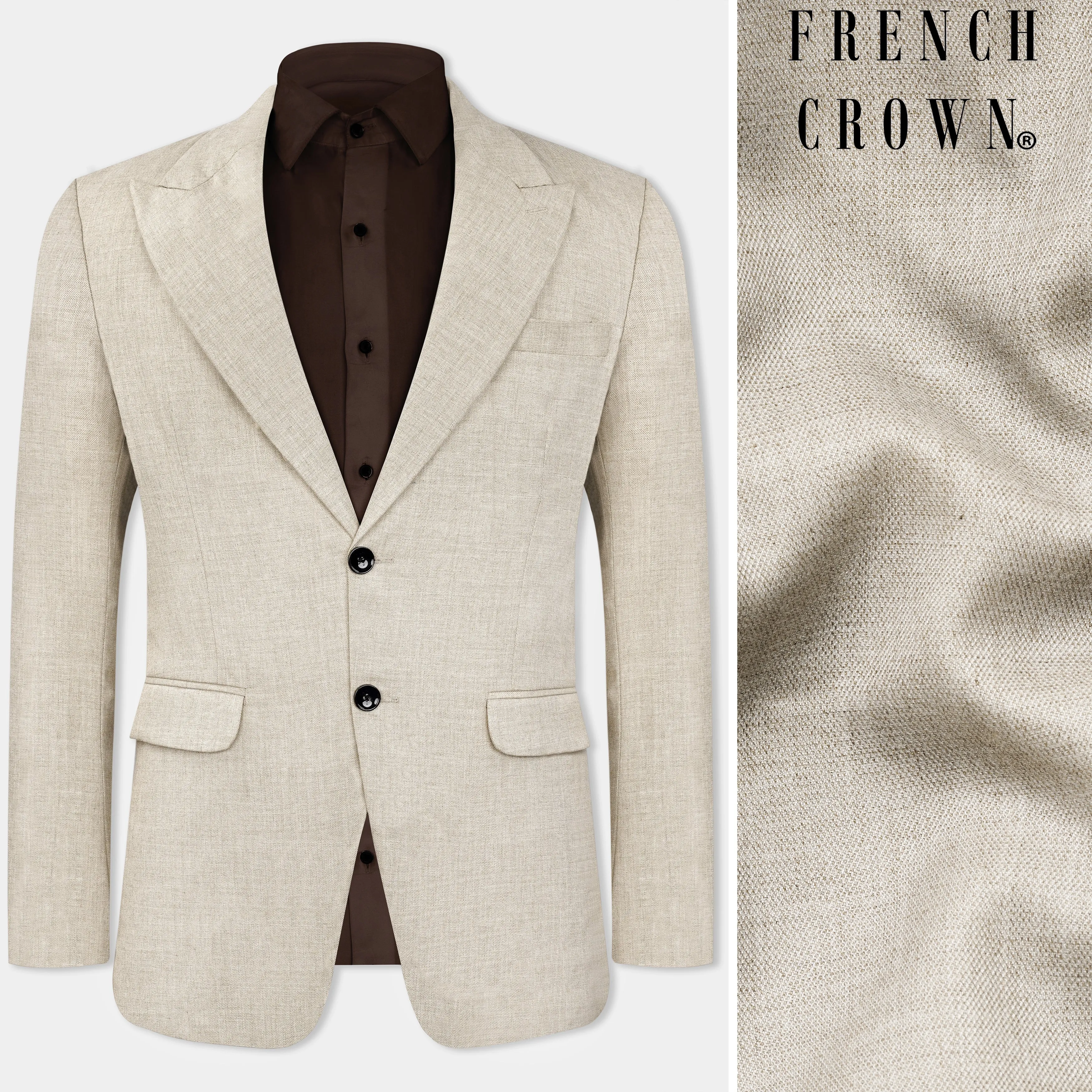 Oyster Cream Luxurious Linen Blazer sold by French Crown