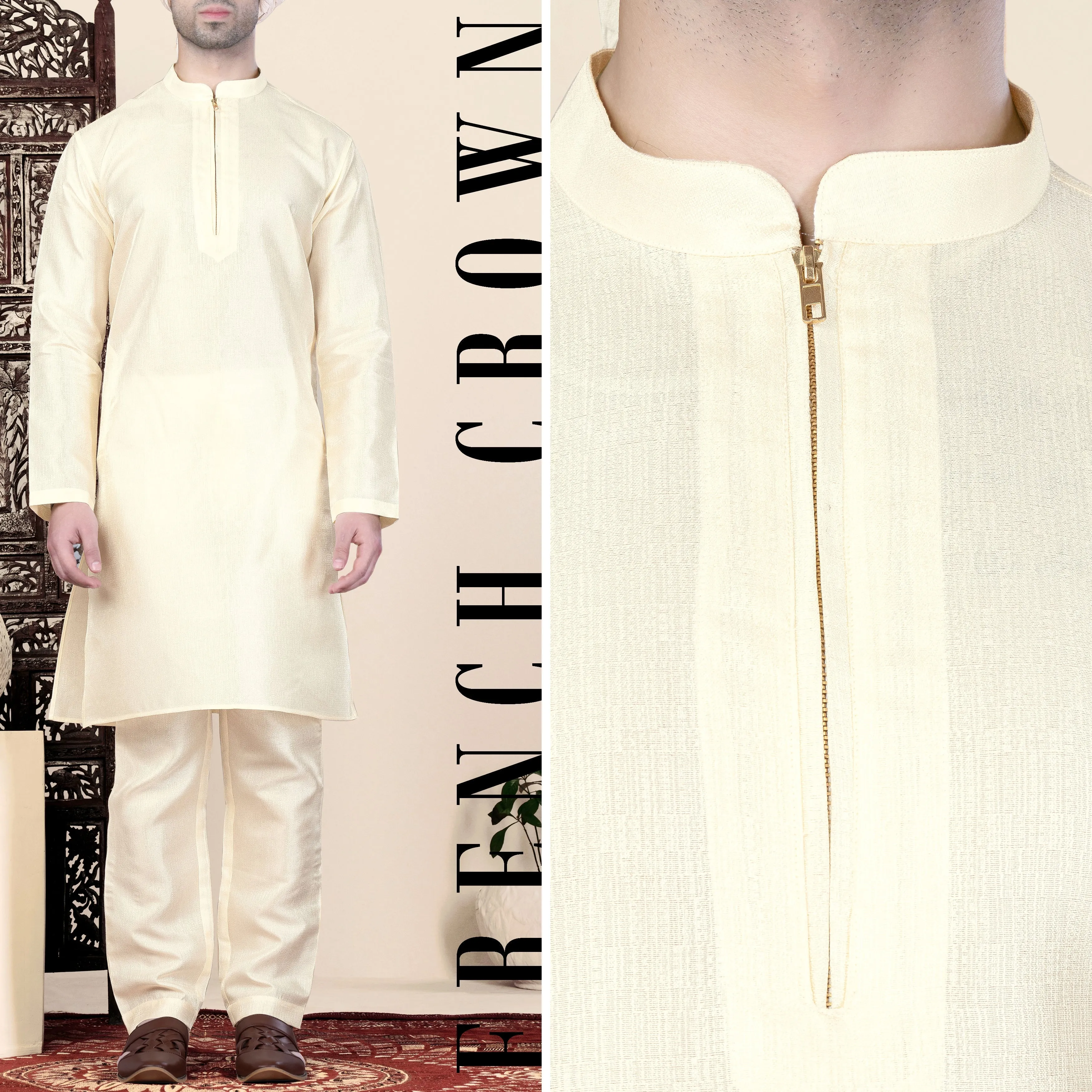 Albescent Cream Kurta Set sold by French Crown