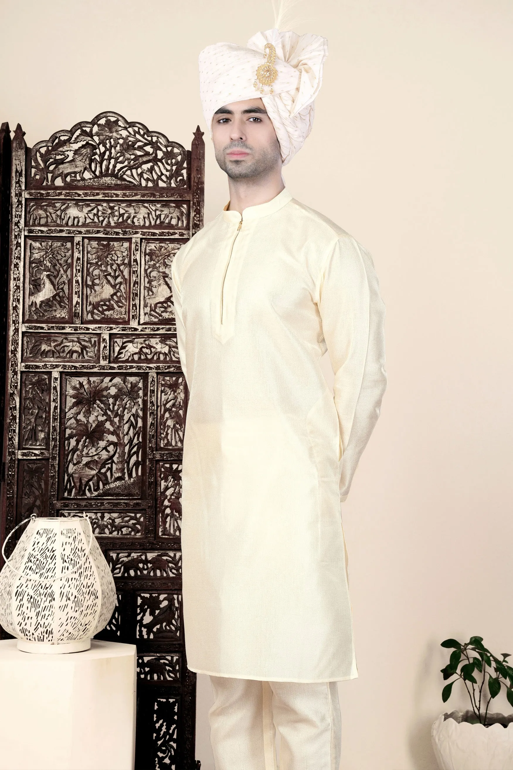 Albescent Cream Kurta Set sold by French Crown product image thumbnail 5